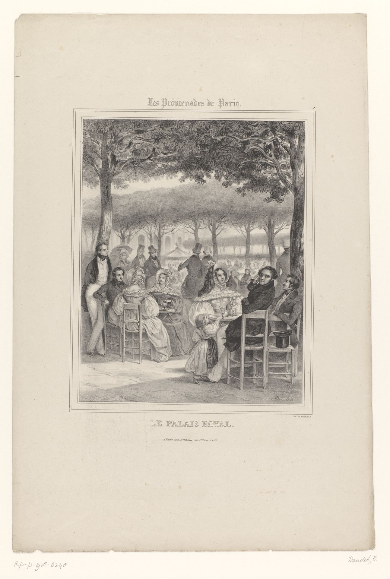 Mensen op een terras bij het Palais-Royal by Eugène Daudet