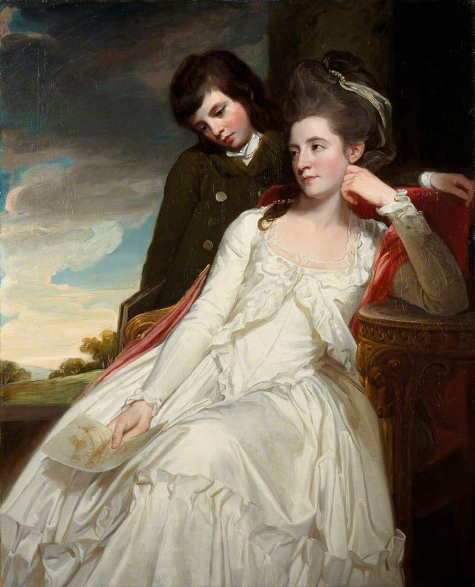 Jane Maxwell (c.1749–1812), Duchess of Gordon, Wife of the 4th Duke of Gordon, with her Son, George Duncan (1770–1836), Marquess of Huntly, Later 5th Duke of Gordon by George Romney