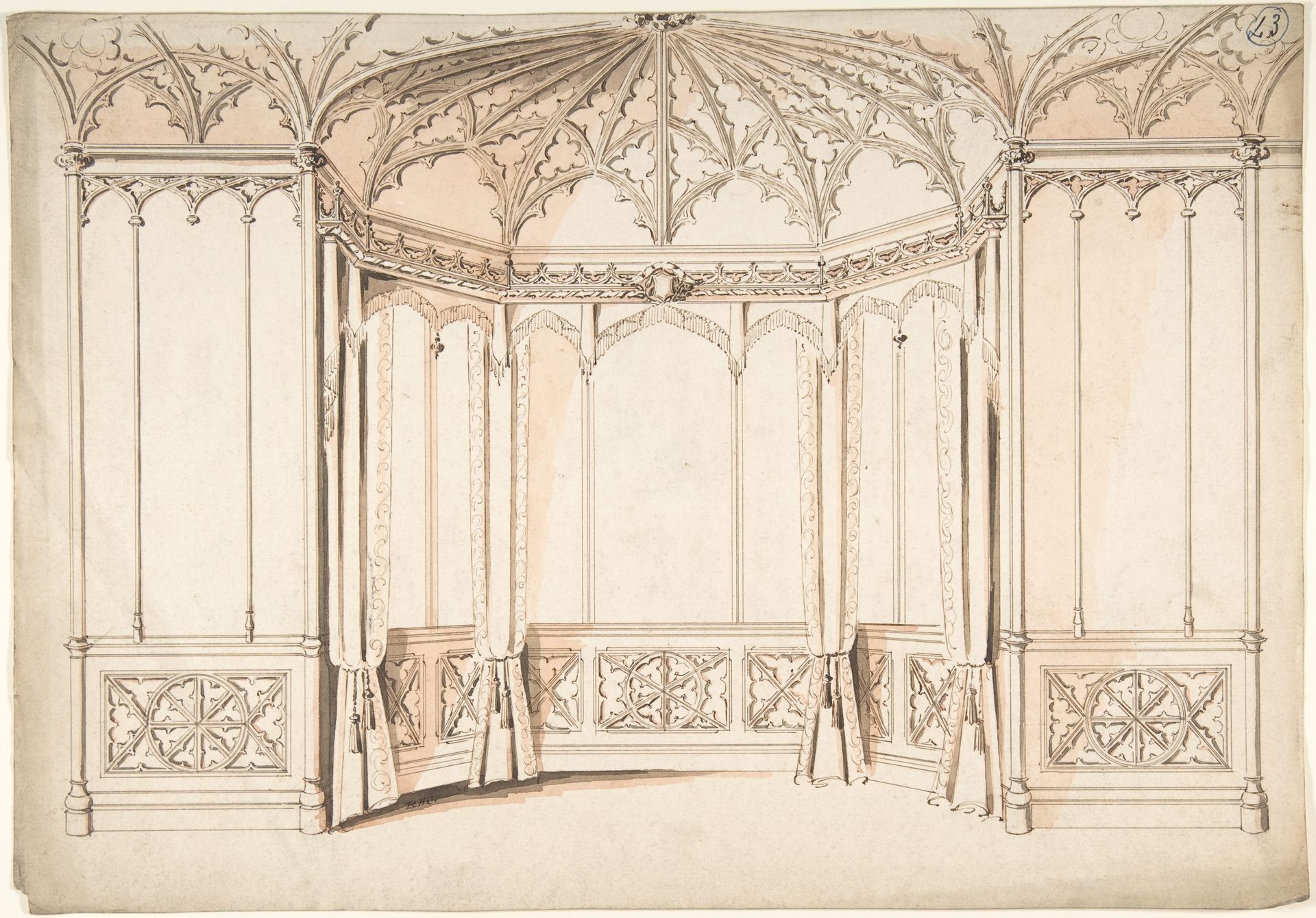 Design for a Gothic Bay Window by Charles Hindley and Sons