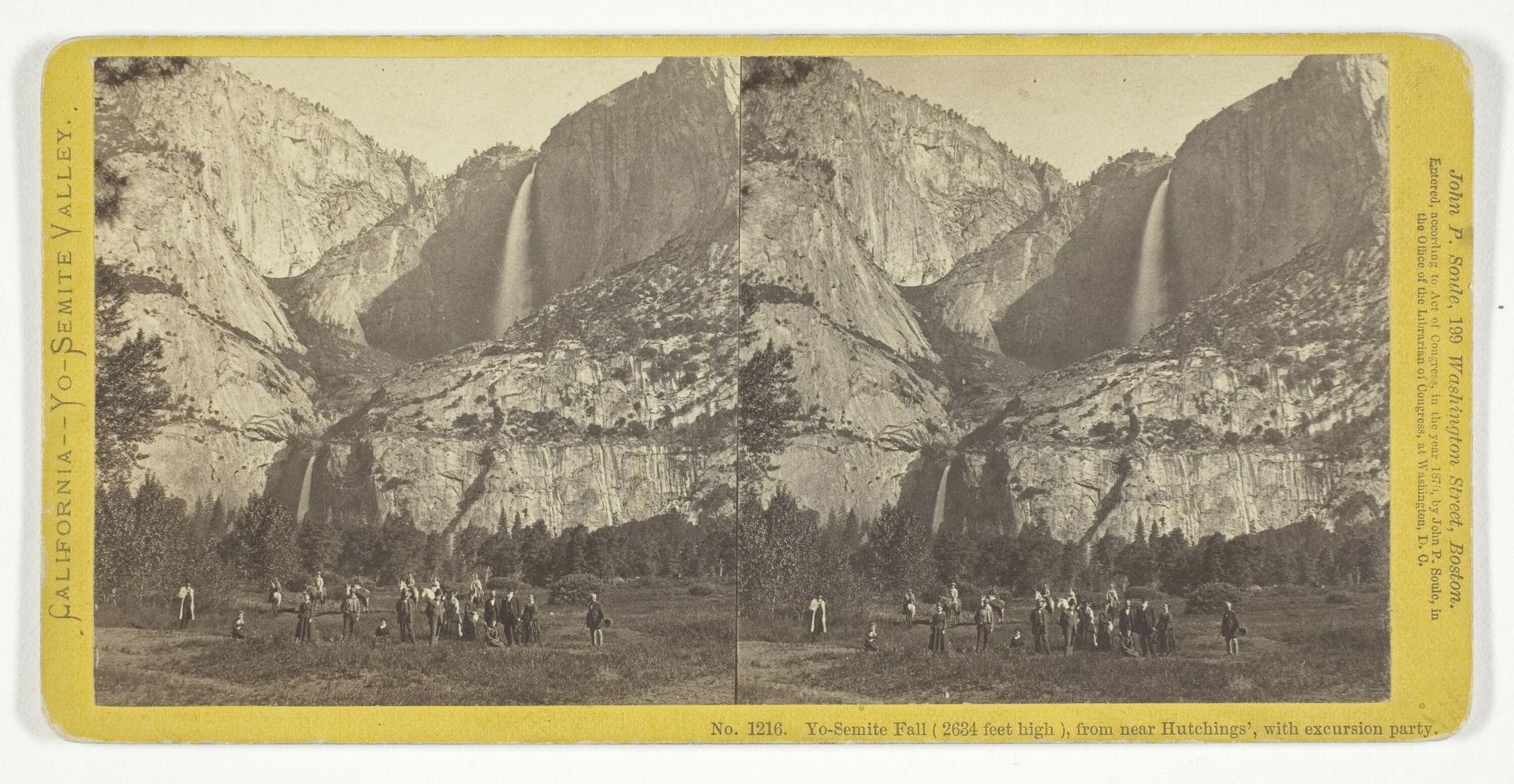 Yo-Semite Fall (2634 feet high), from near Hutchings', with excursion party by John P. Soule