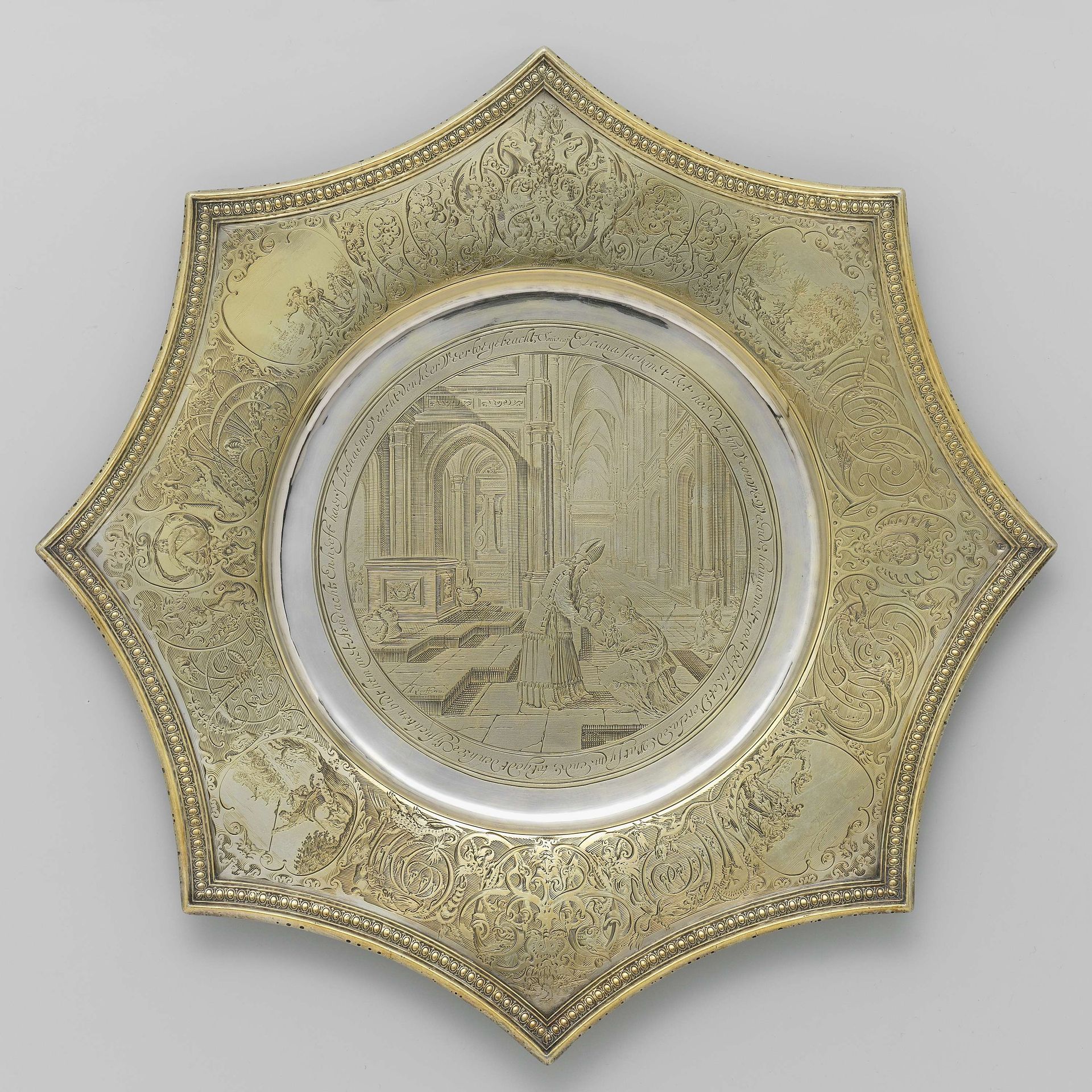 Pointed salver with Hannah and Samuel by Anonymous