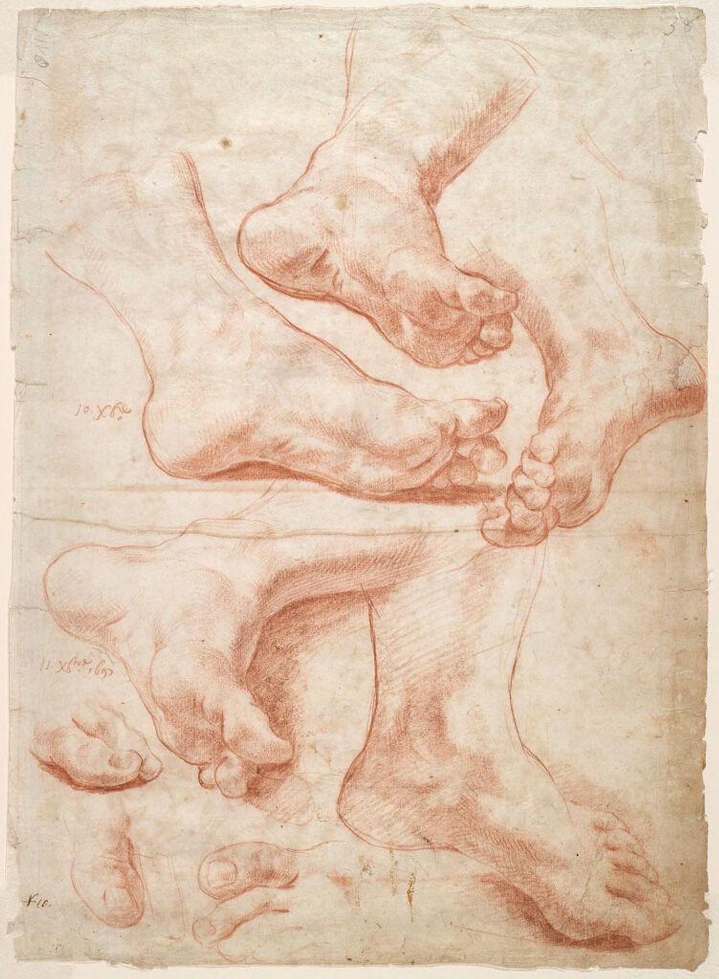 Studies of Feet and Toes; verso: An Assembly of Seated Female Figures by Louis de Boullogne the Younger