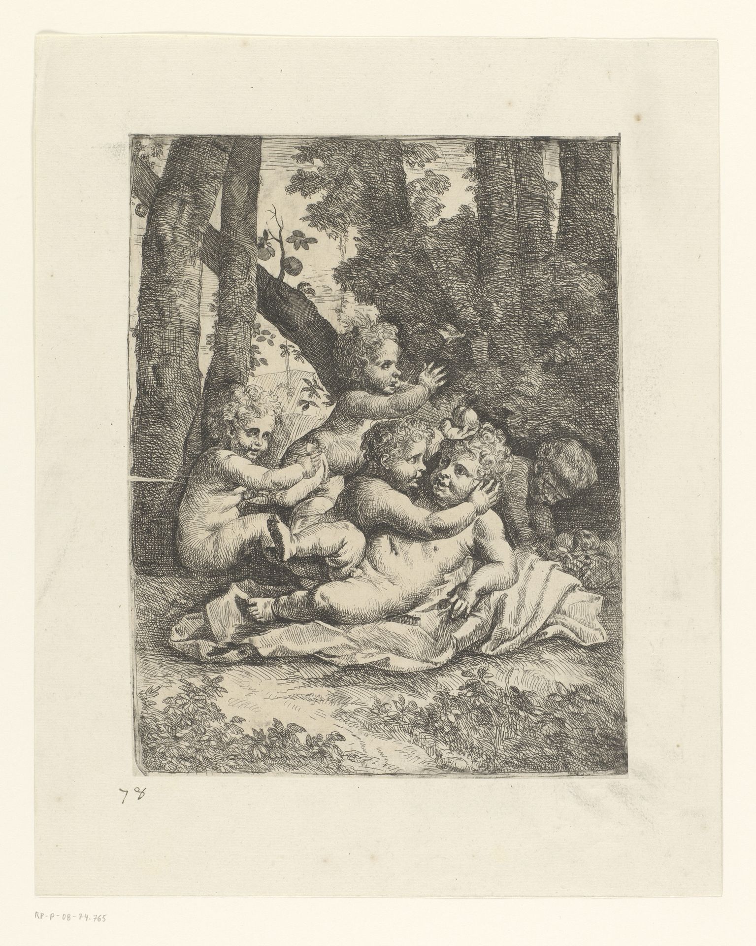 Vijf spelende putti by Anonymous