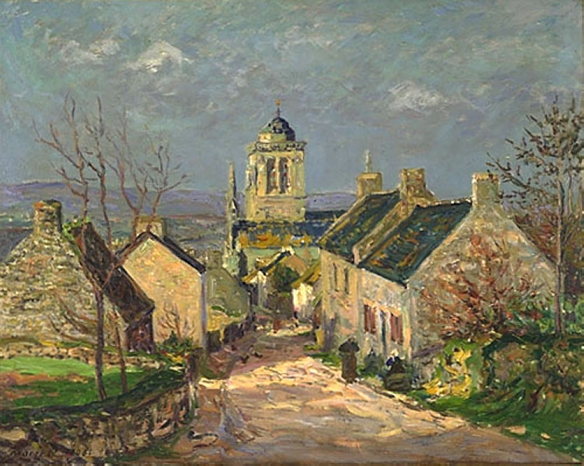 The descending street at Locronan by Maxime Maufra