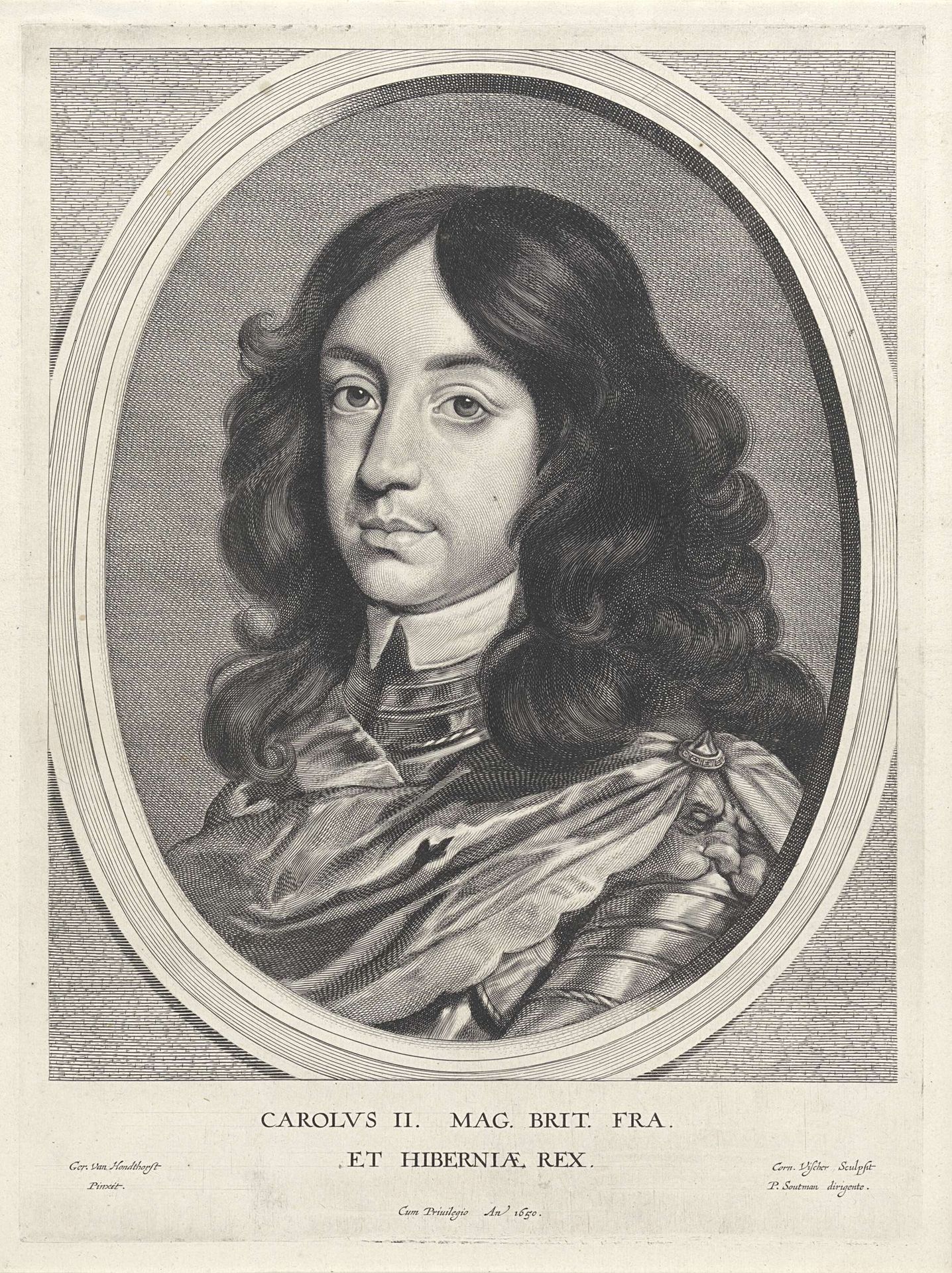 Portret van Karel II, koning van Engeland by Cornelis Visscher