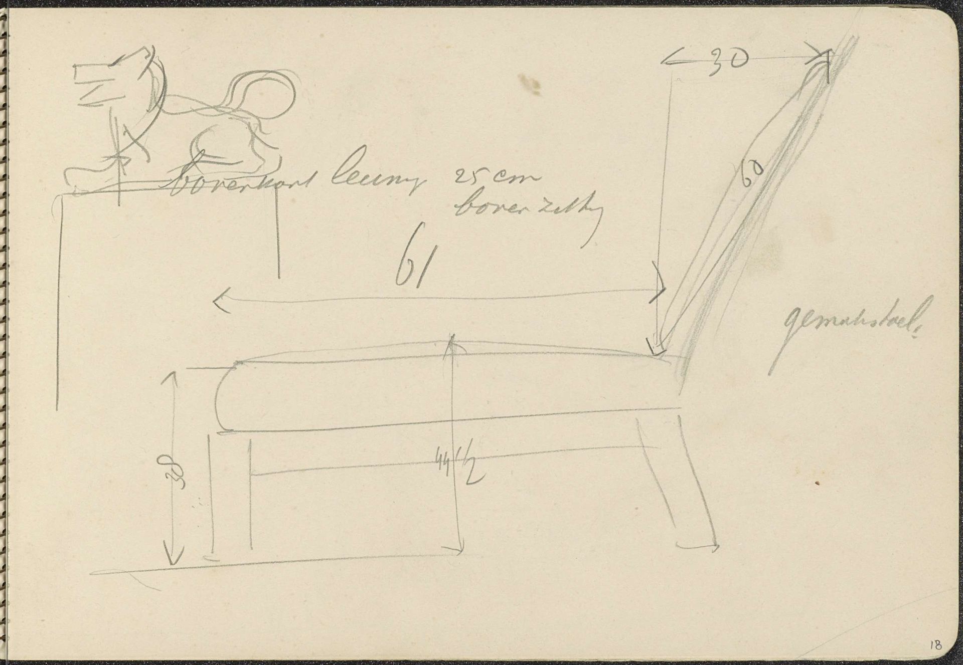 Ontwerp voor een leunstoel by Carel Adolph Lion Cachet