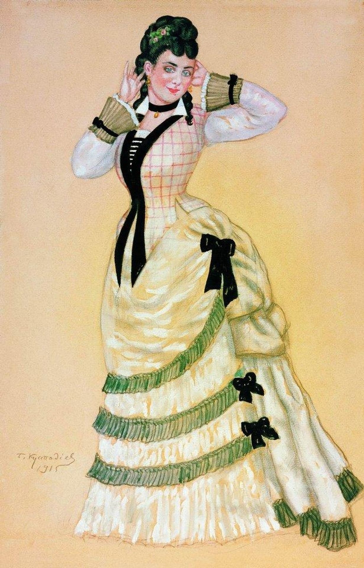 Sketch of Kupavina for Ostrovsky's play "Wolves and Sheep" by Boris Kustodiev
