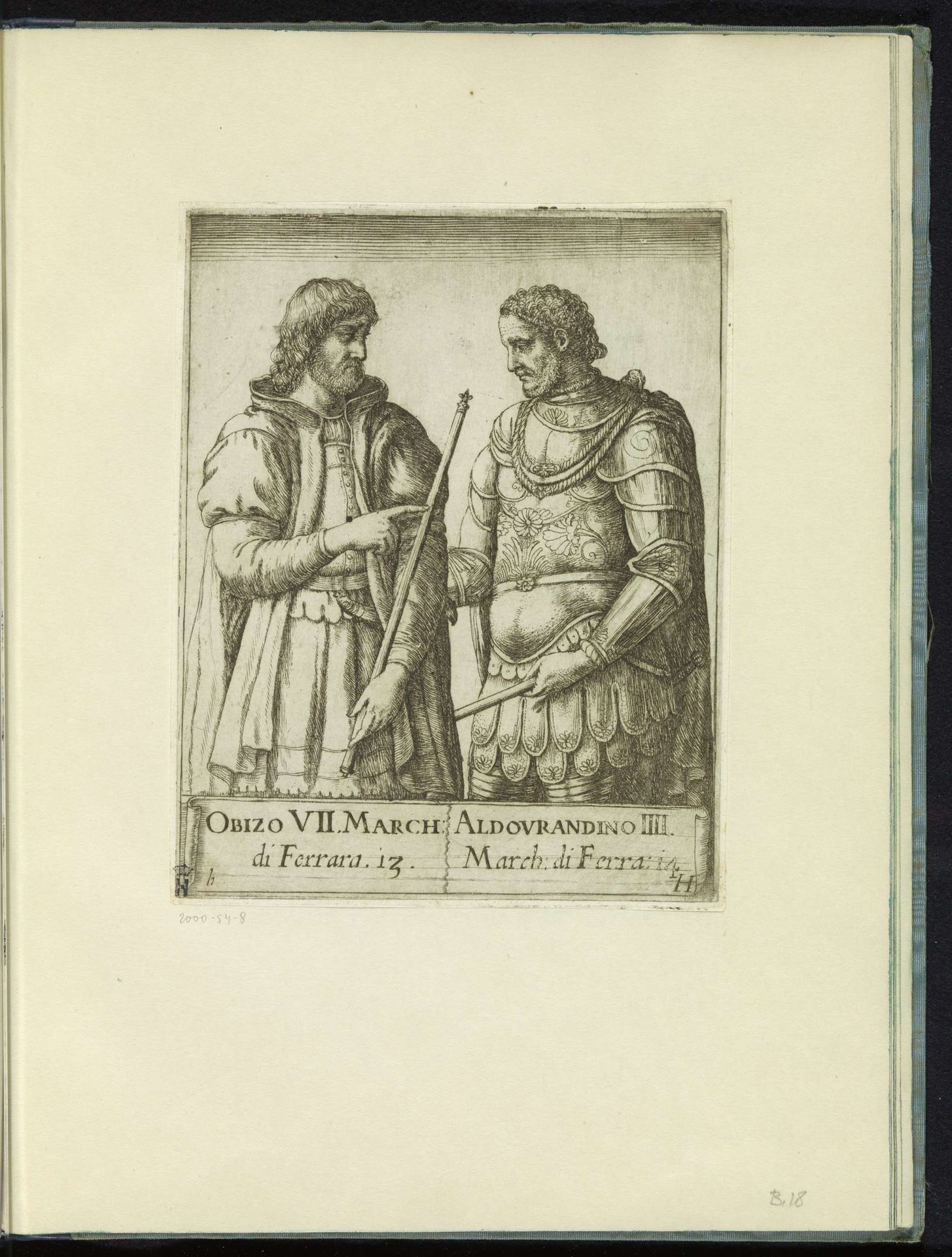 Dubbelportret van Obizzo II d'Este en Aldobrandino IV d'Este, markiezen van Ferrara by Caterino Doino