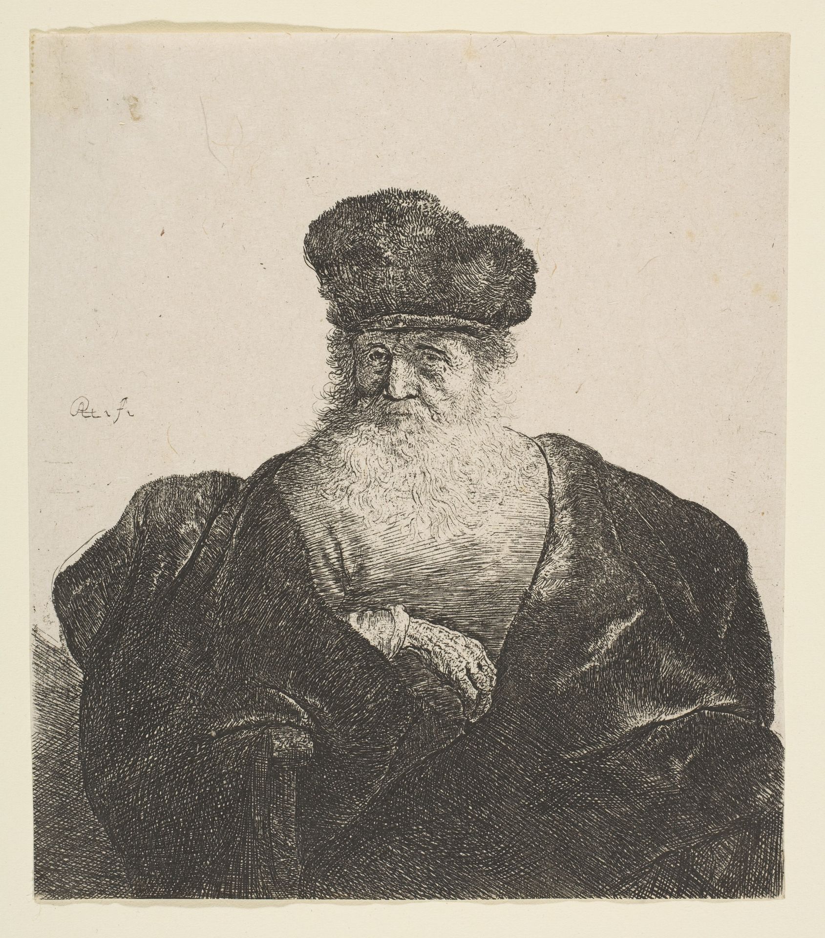 Old Man with Beard, Fur Cap, and Velvet Cloak by Rembrandt van Rijn