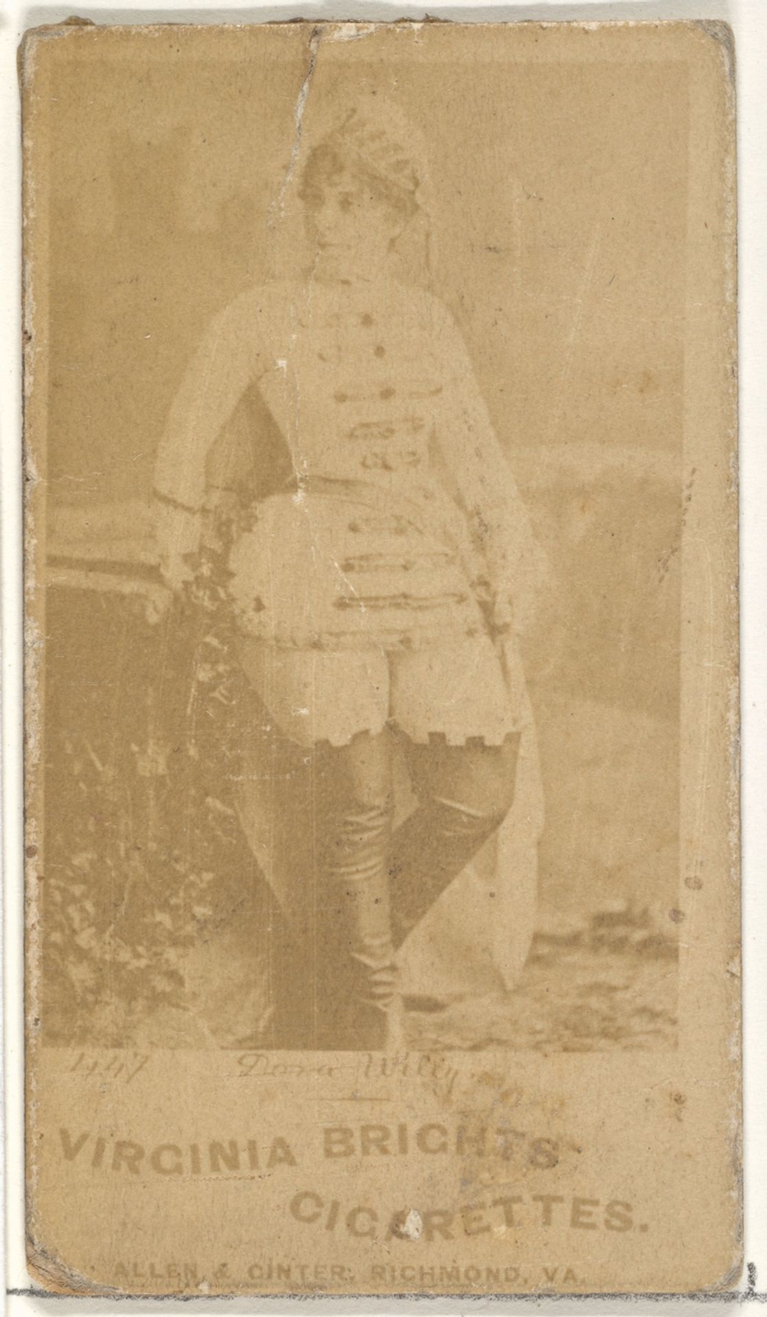 Card 447, Dana Willy, from the Actors and Actresses series (N45, Type 1) for Virginia Brights Cigarettes by Allen & Ginter