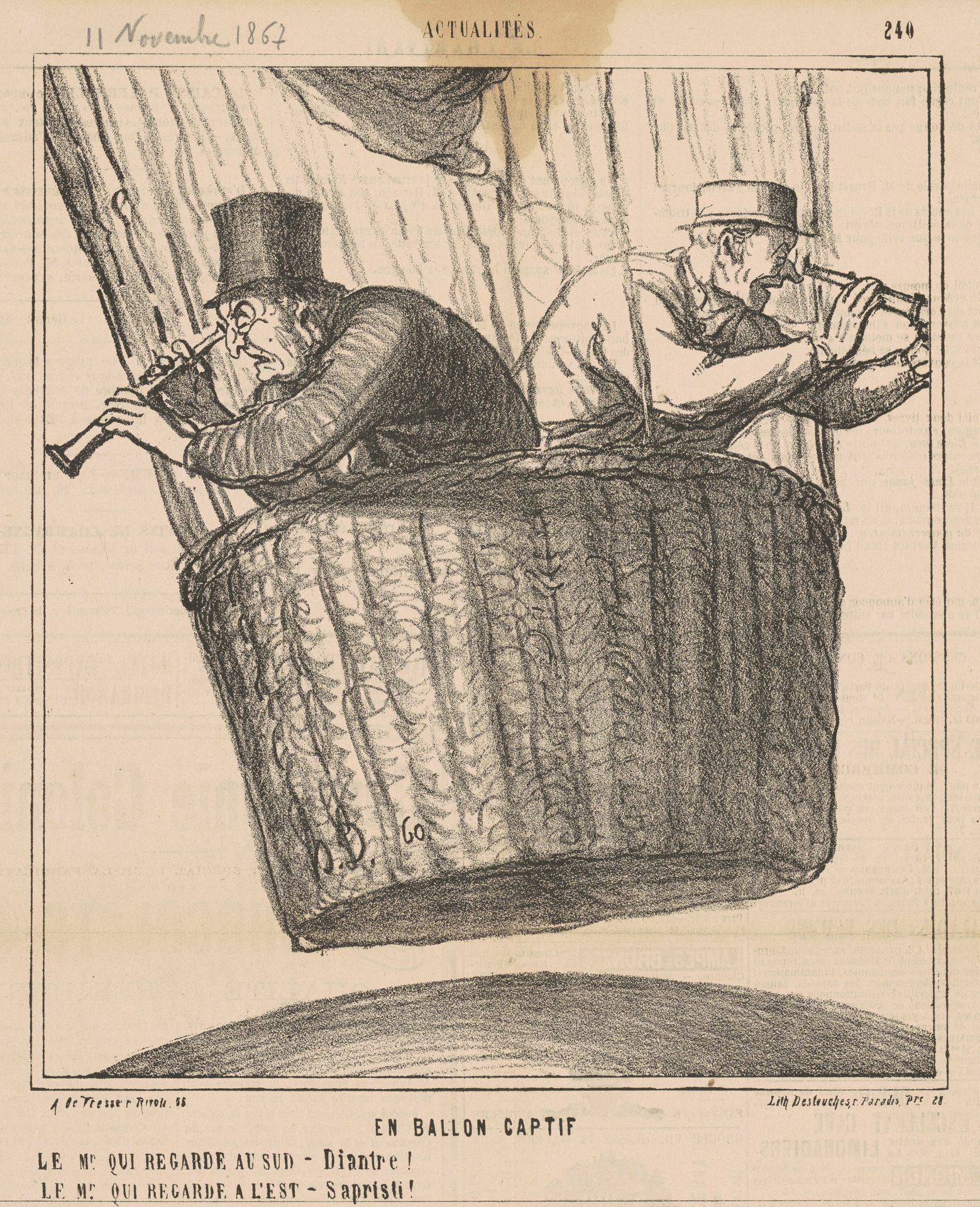En ballon captif by Honoré Daumier