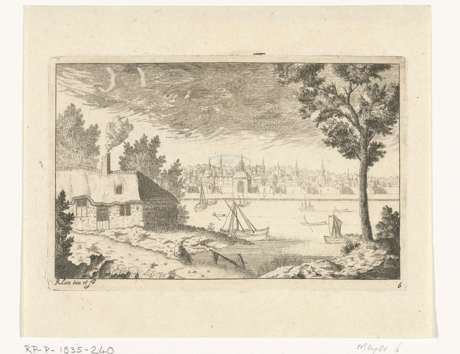 Stadsgezicht met water en boten by Richard Adam