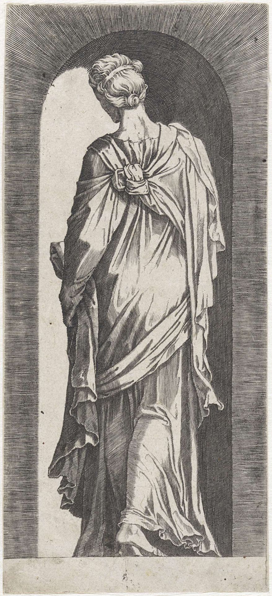 Sibille op de rug gezien met het hoofd naar links geneigd by Lambertus Suavius