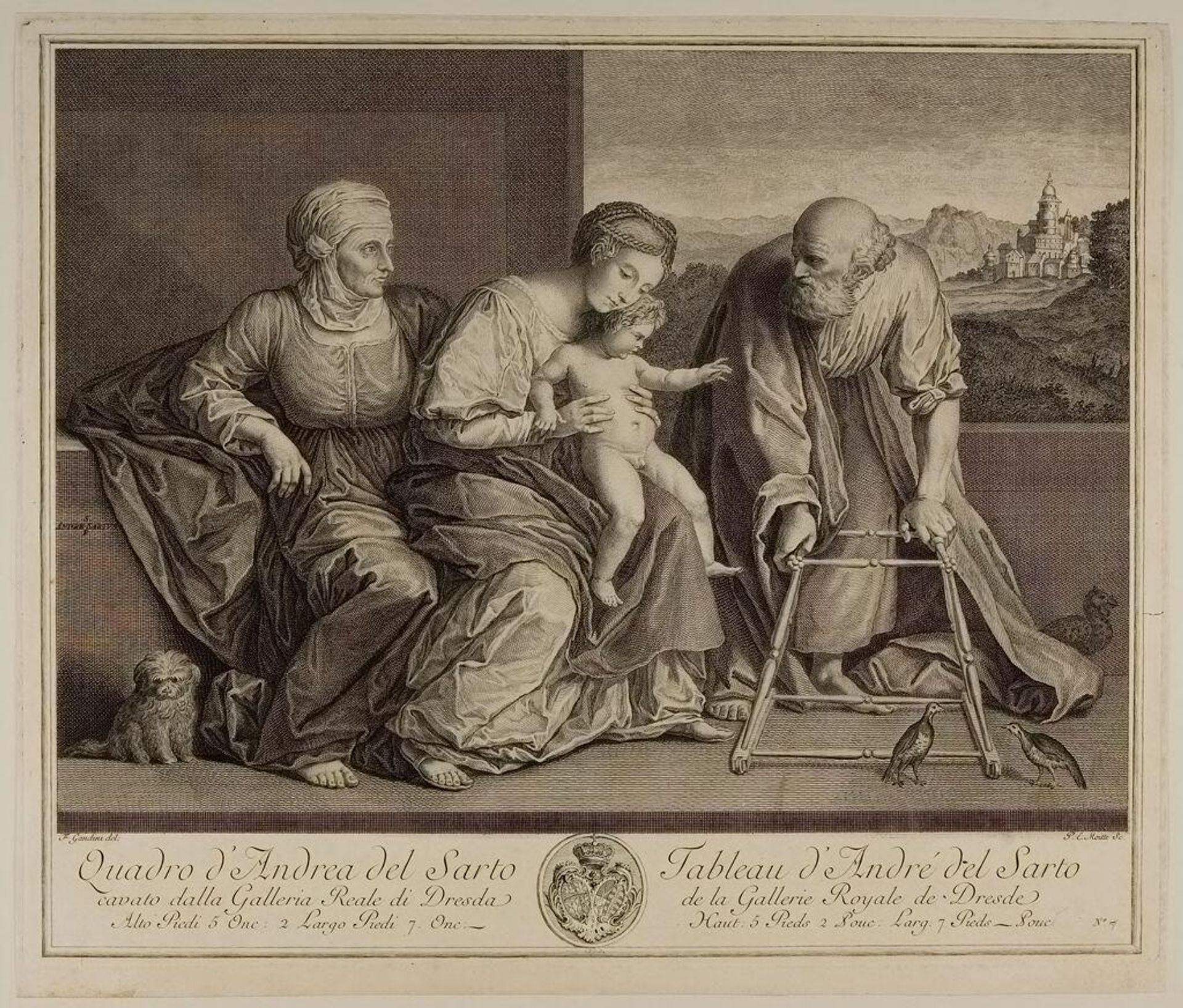 Holy family with a go-cart by Pierre Ãtienne Moitte
