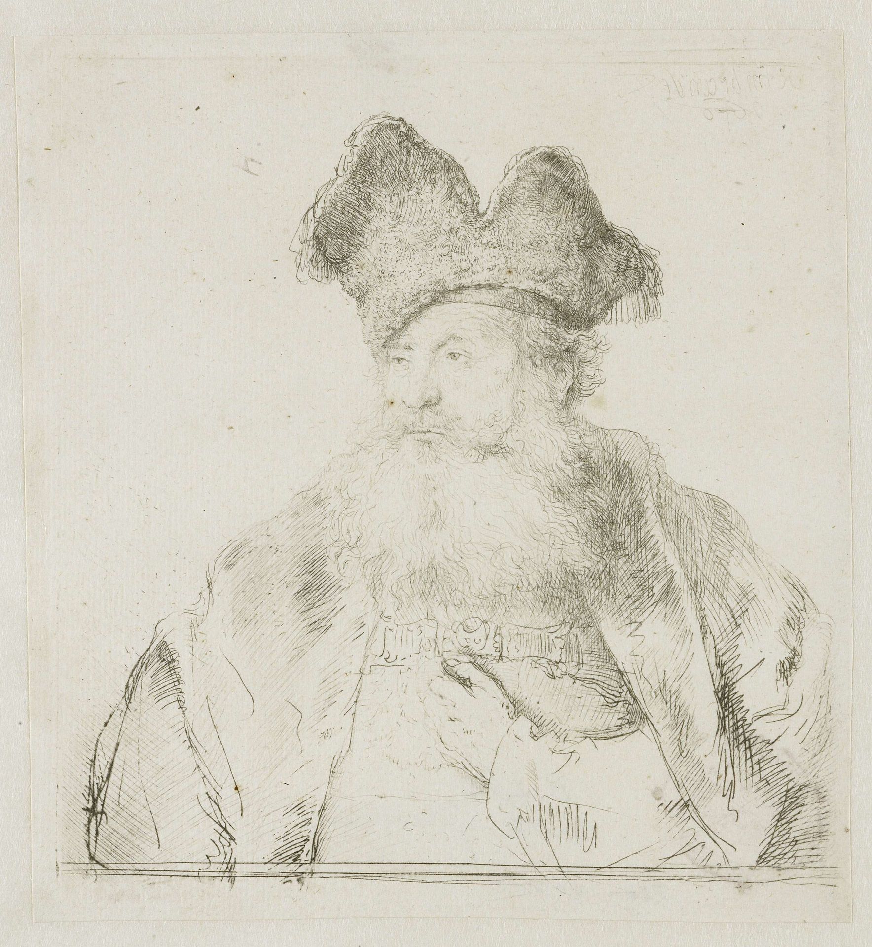 Old man with a divided fur cap by Rembrandt van Rijn