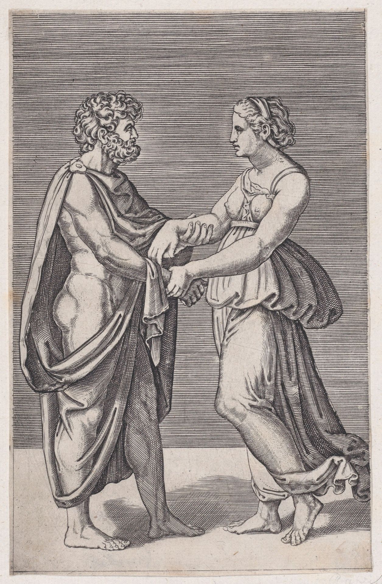 Man and Woman Holding Hands by Agostino Veneziano