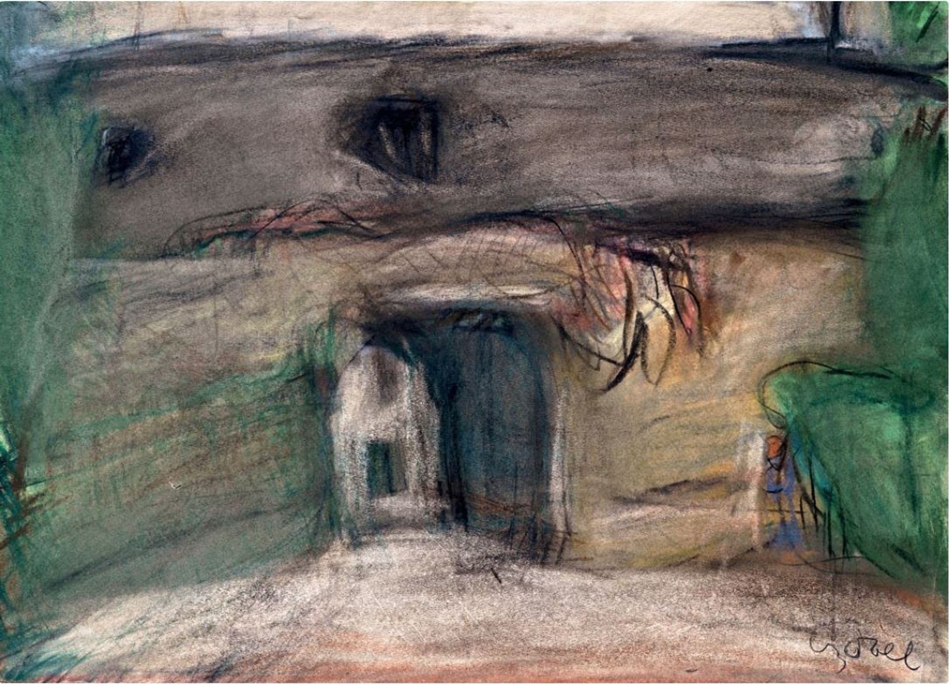 Czóbel Béla Szentendrei Udvar. by Bela Czobel