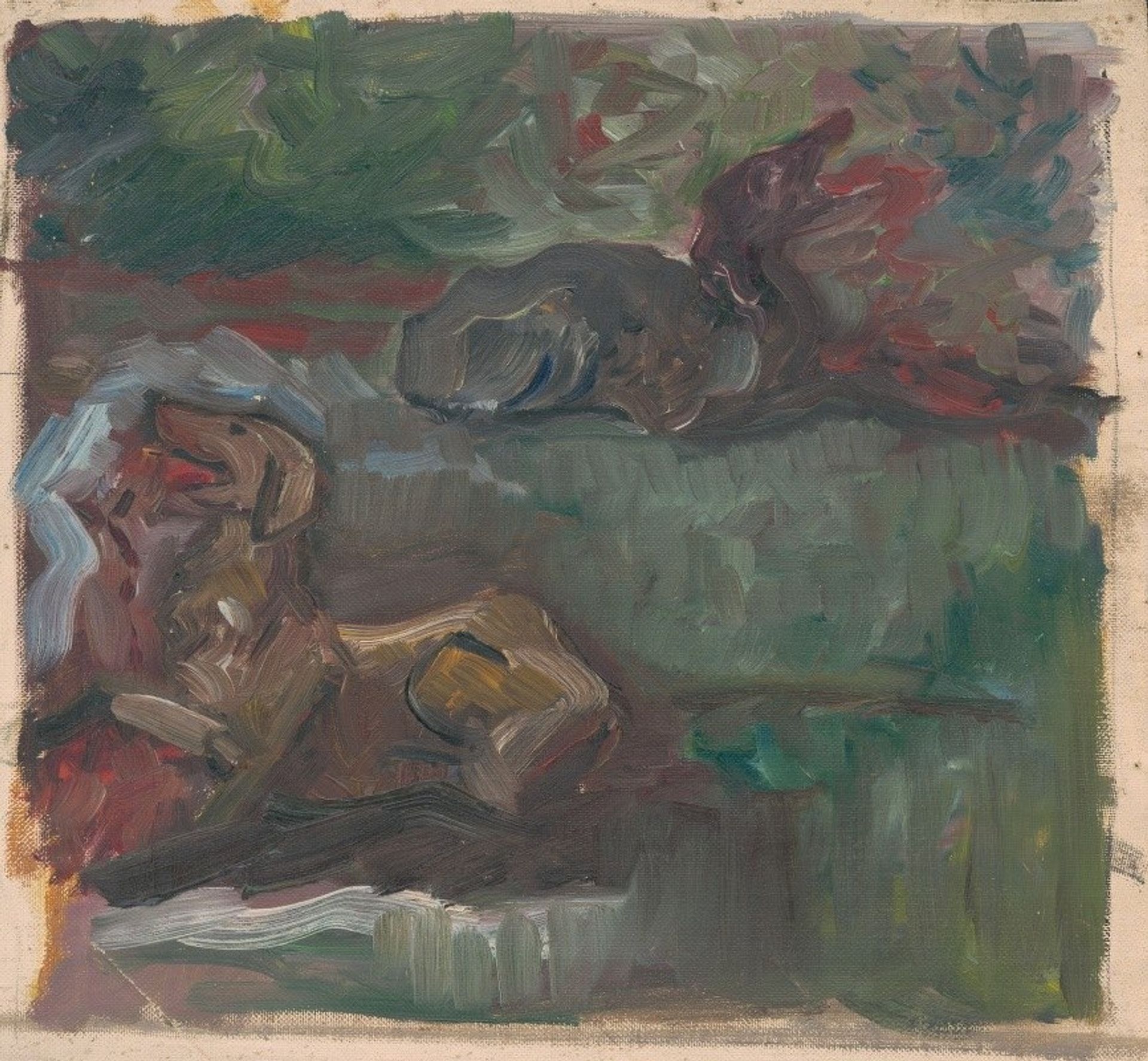 Two Reclining Dogs by Arnold Peter Weisz-Kubínčan