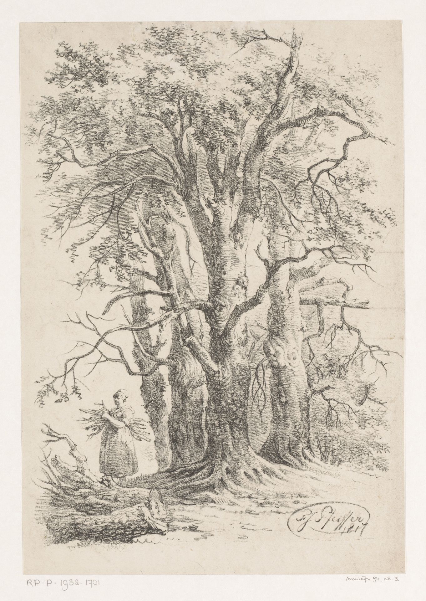 Vrouw in bos by François Joseph (II) Pfeiffer