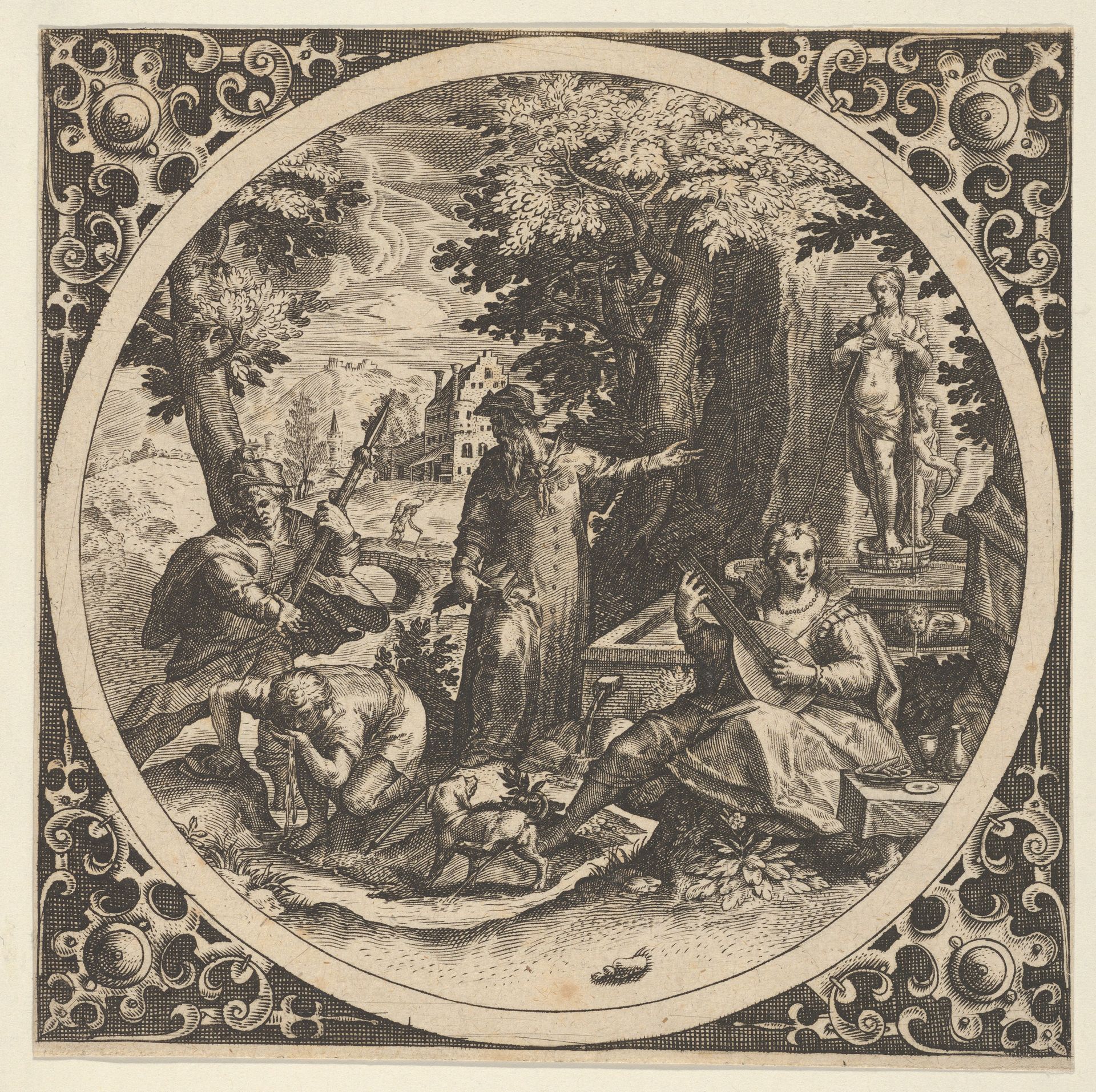 Scene with a Warning Against Venereal Disease in a Circle at Center by Theodor de Bry