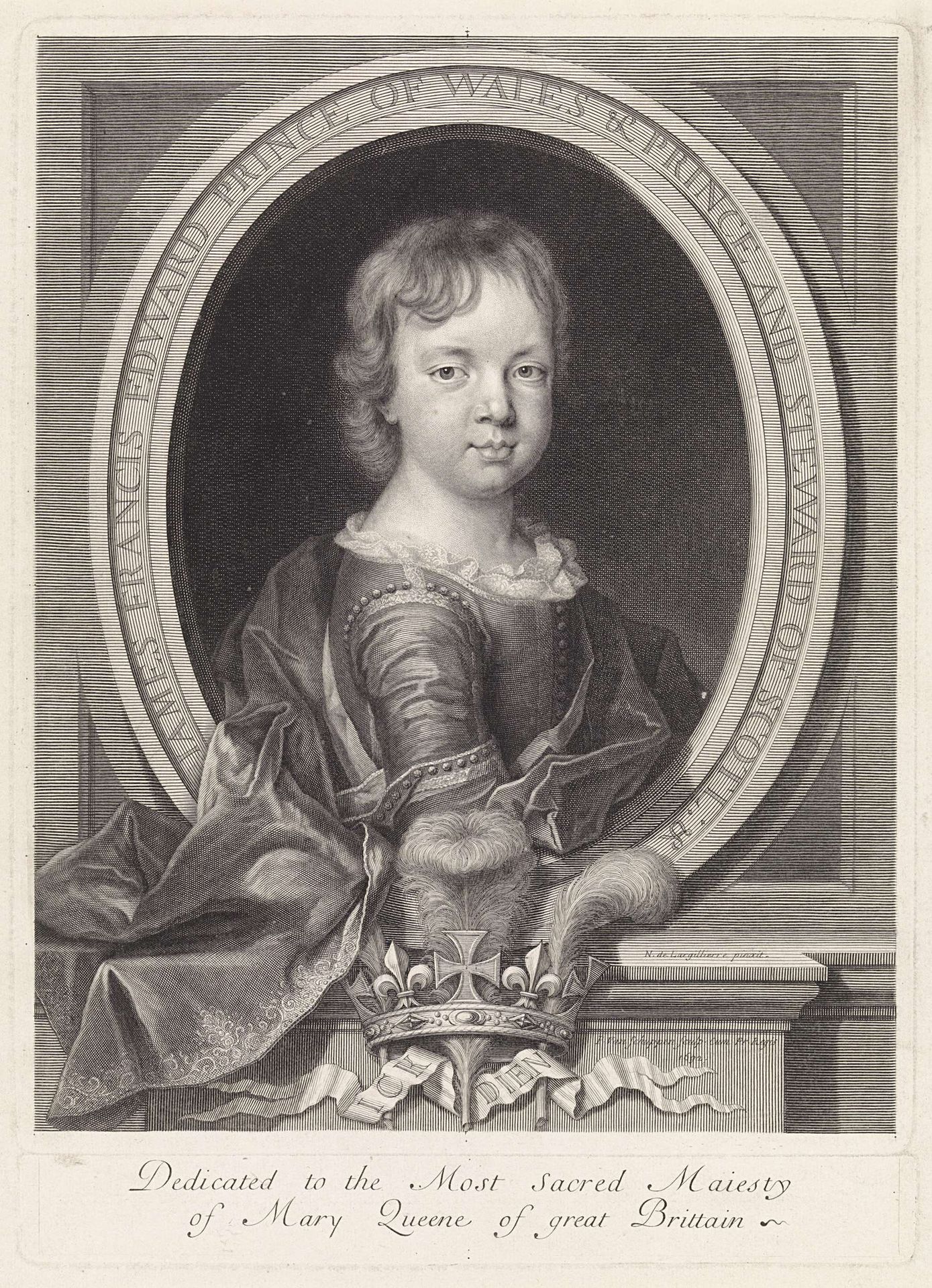 Portret van Jacobus Frans Eduard, prins van Wales als kind by Pieter van Schuppen