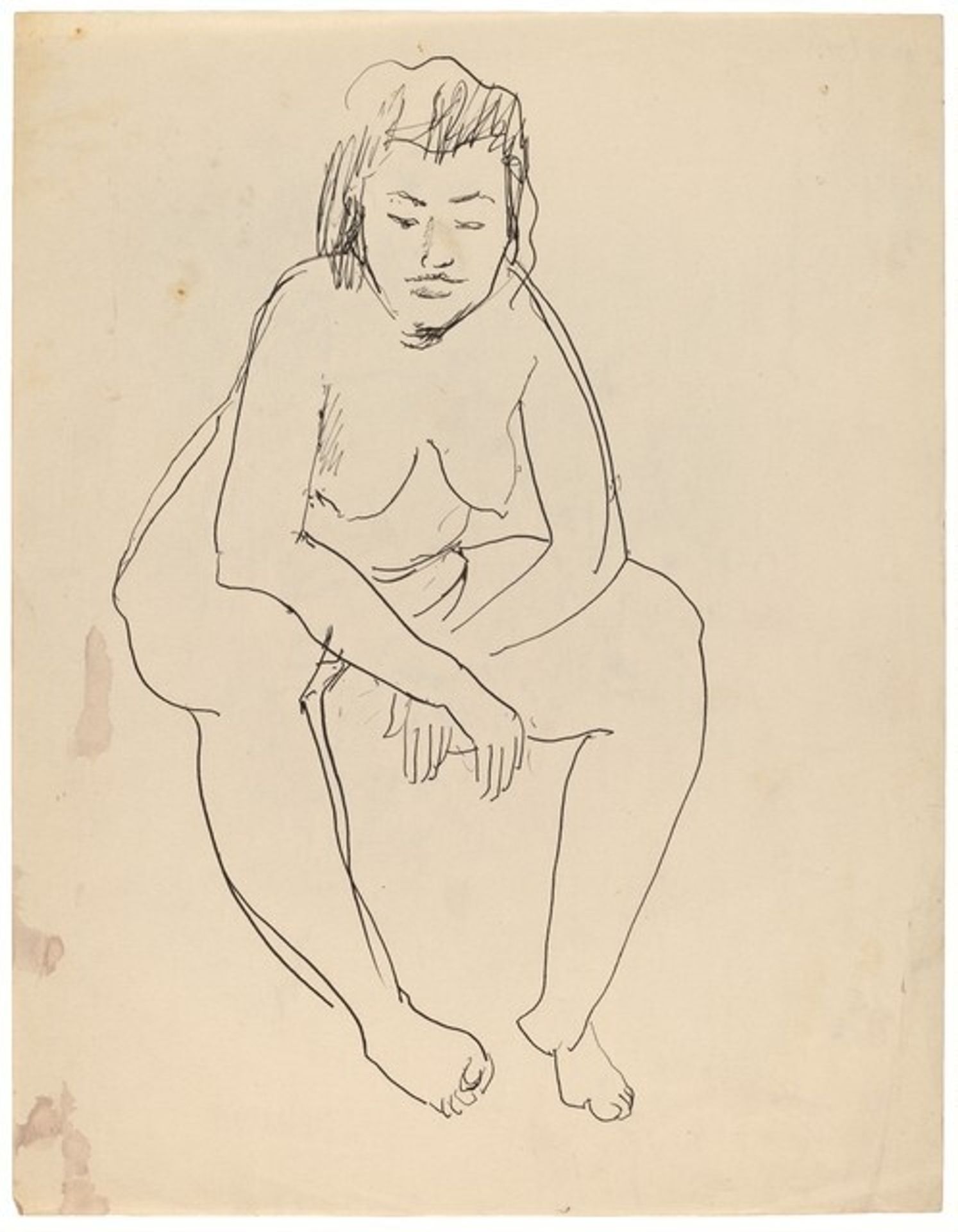 Seated Nude Woman Leaning Forward, Elbows on Knees by Mark Rothko