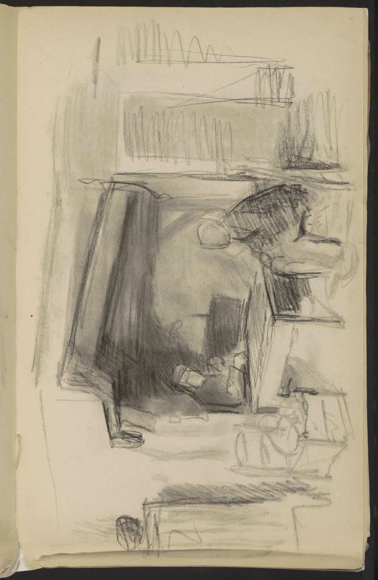 Boereninterieur met twee mannen aan een tafel by Albert Neuhuys