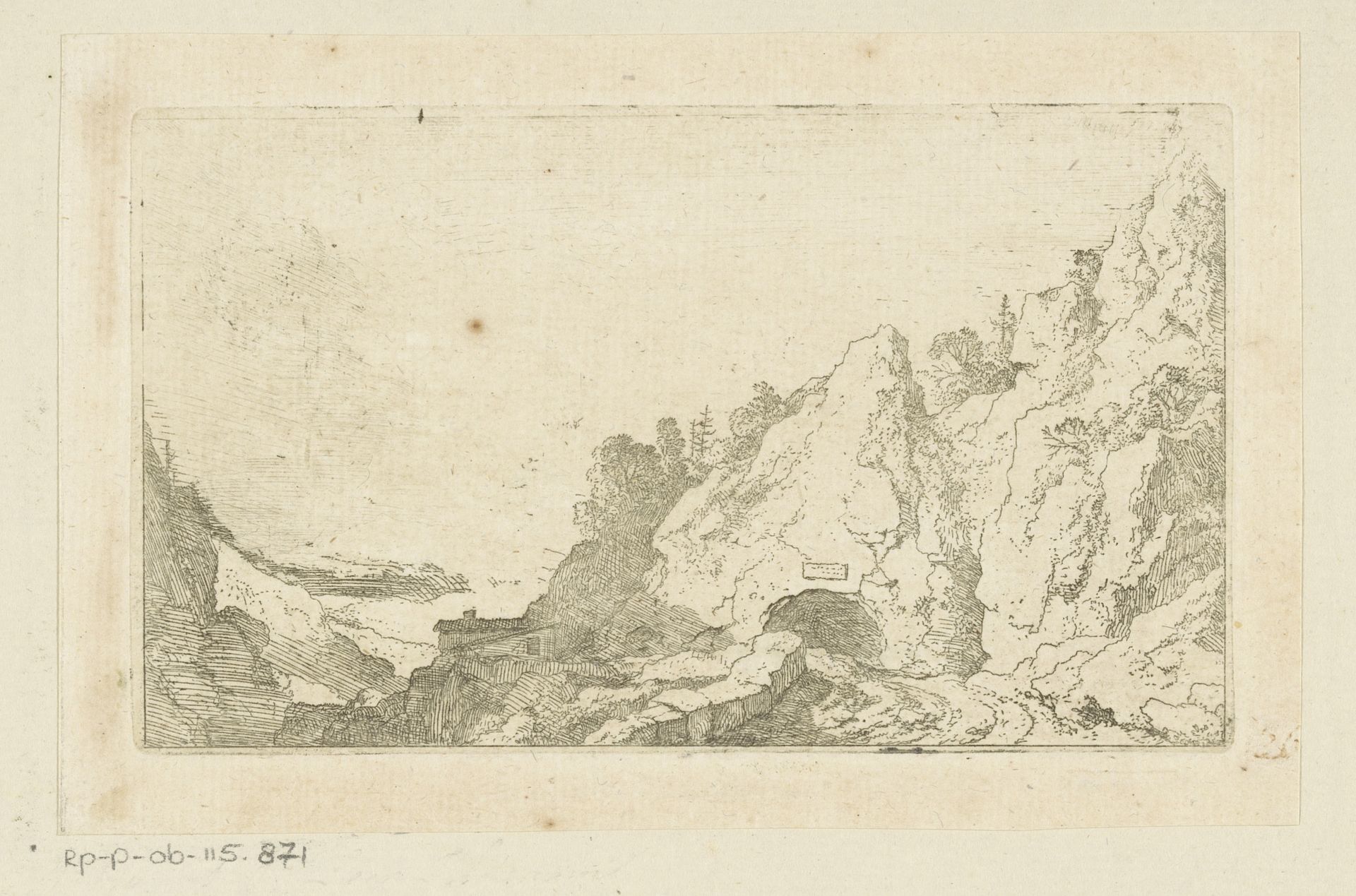 Landschap met tunnel door een rotspartij by Christian Wilhelm Ernst Dietrich