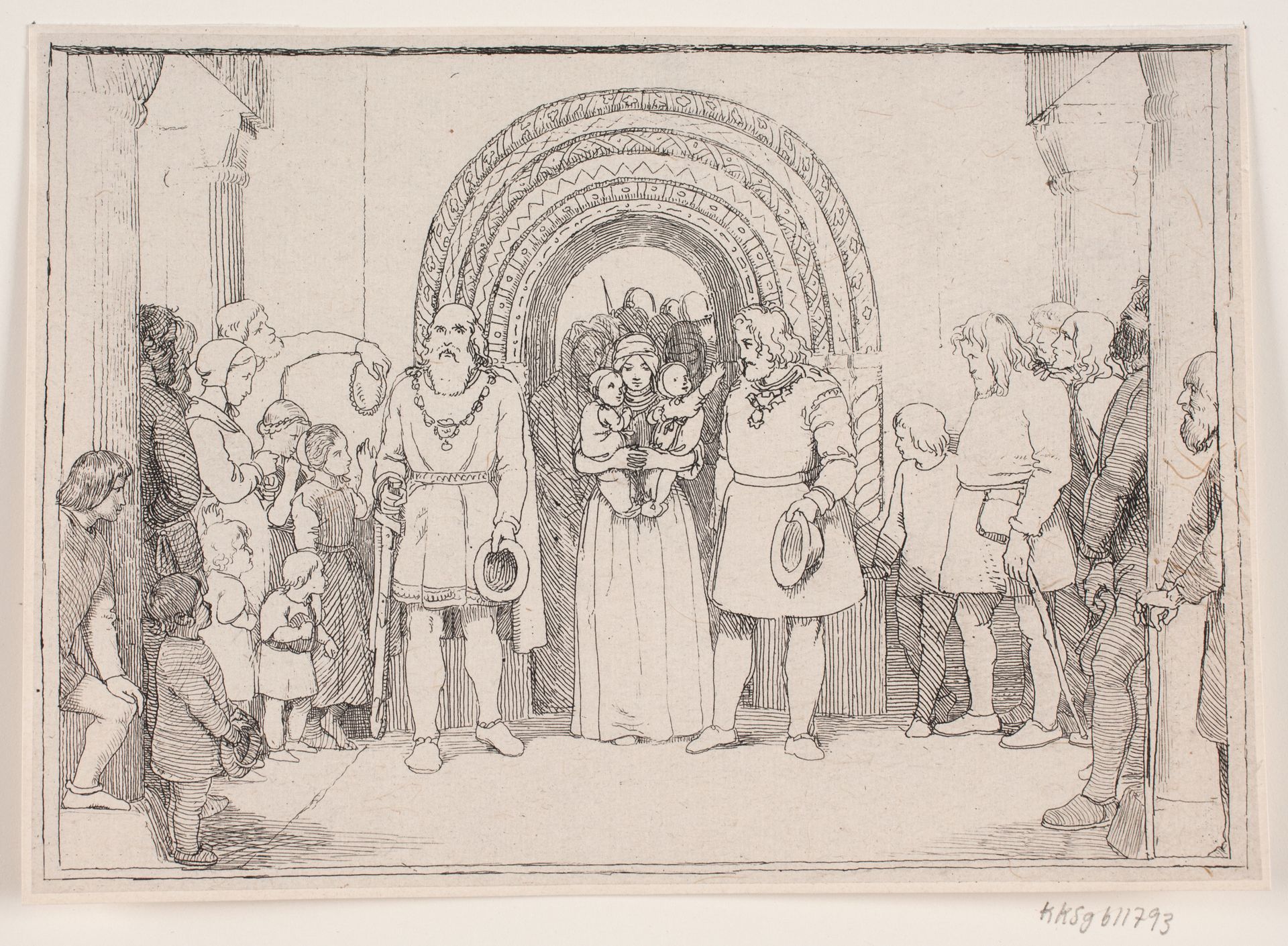 Illustration til Adam Oehlenschlägers digt "De to kirketårne" by Lorenz Frølich