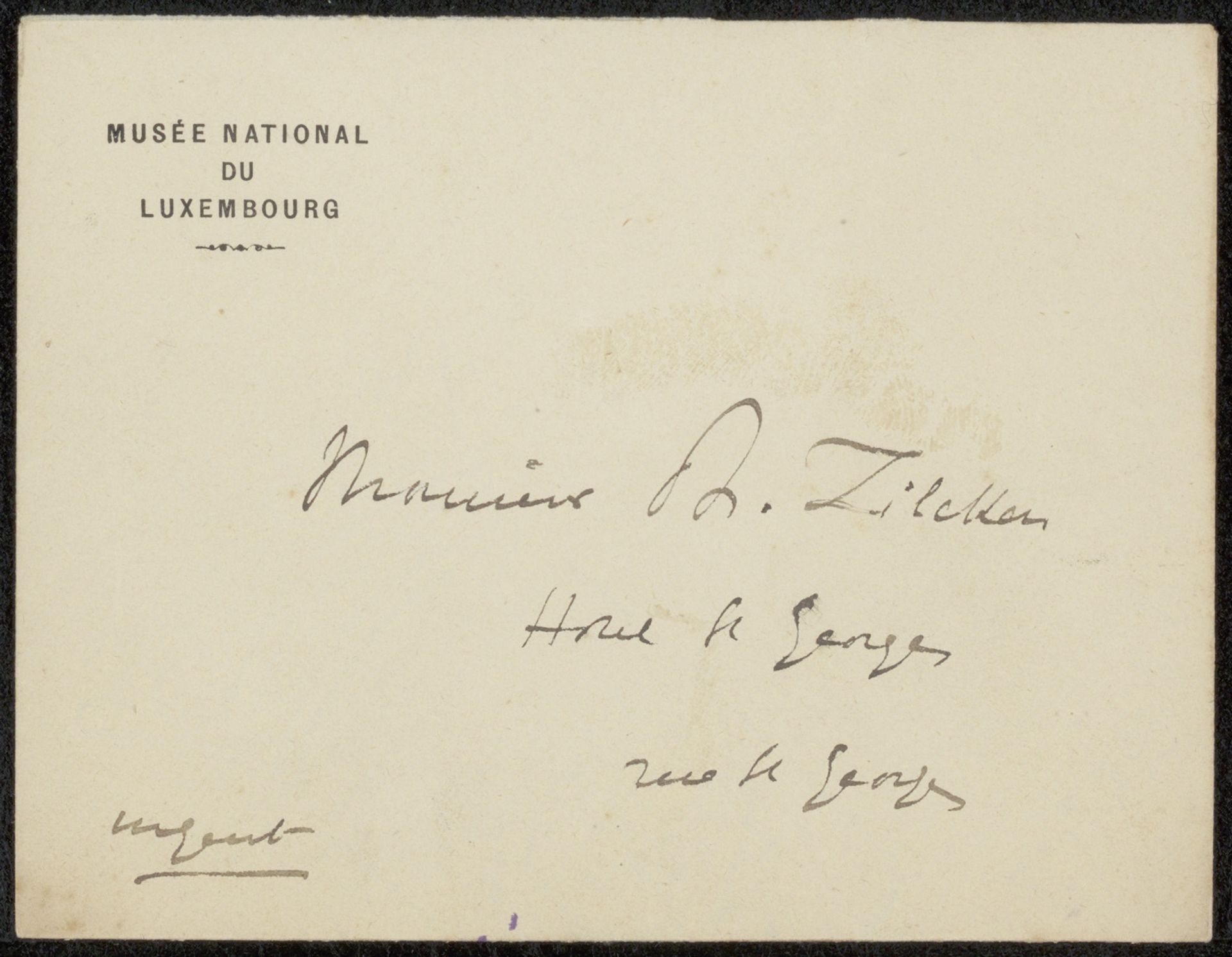 Envelop aan Philip Zilcken by Léonce Bénédite