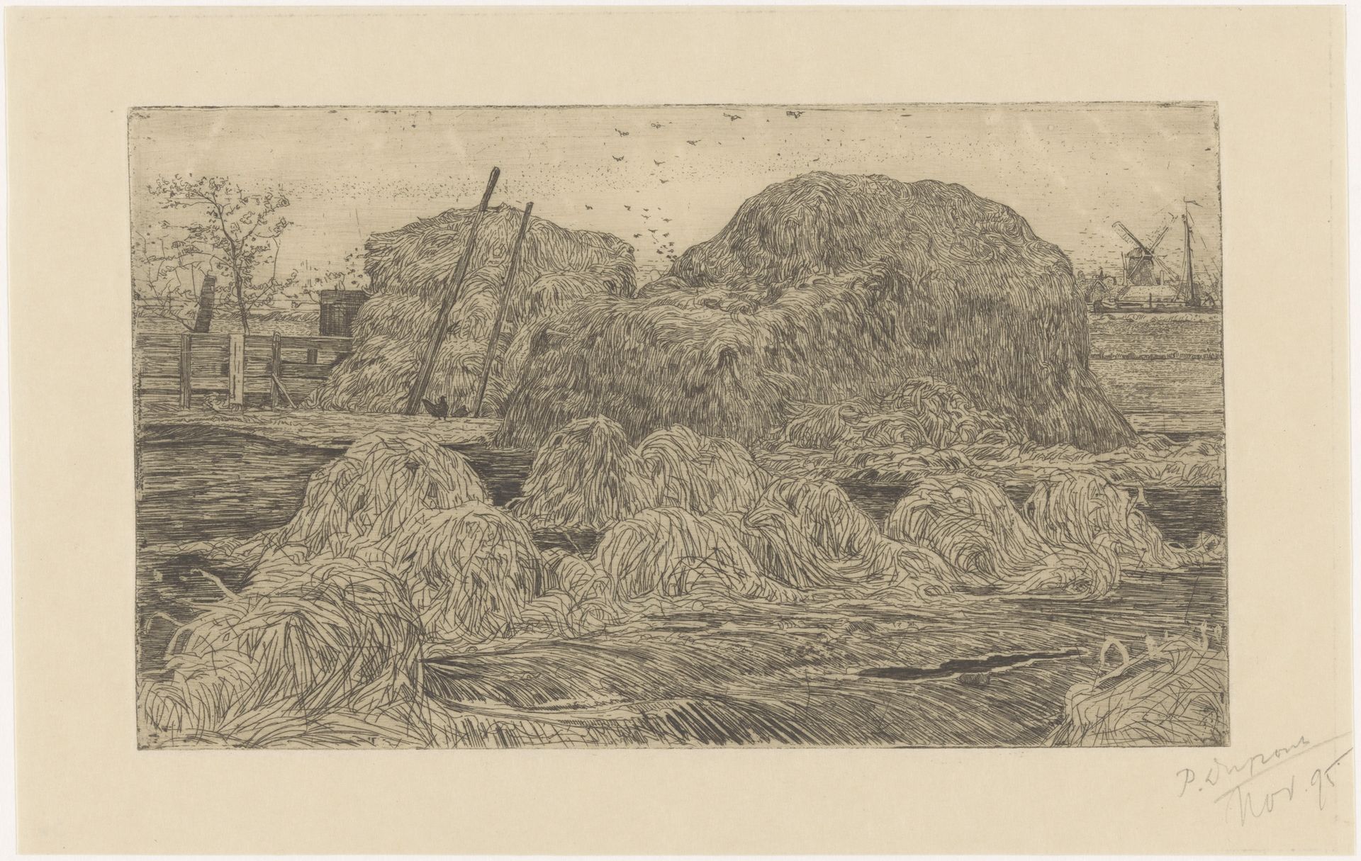 Hooibergen op een akker by Pieter Dupont
