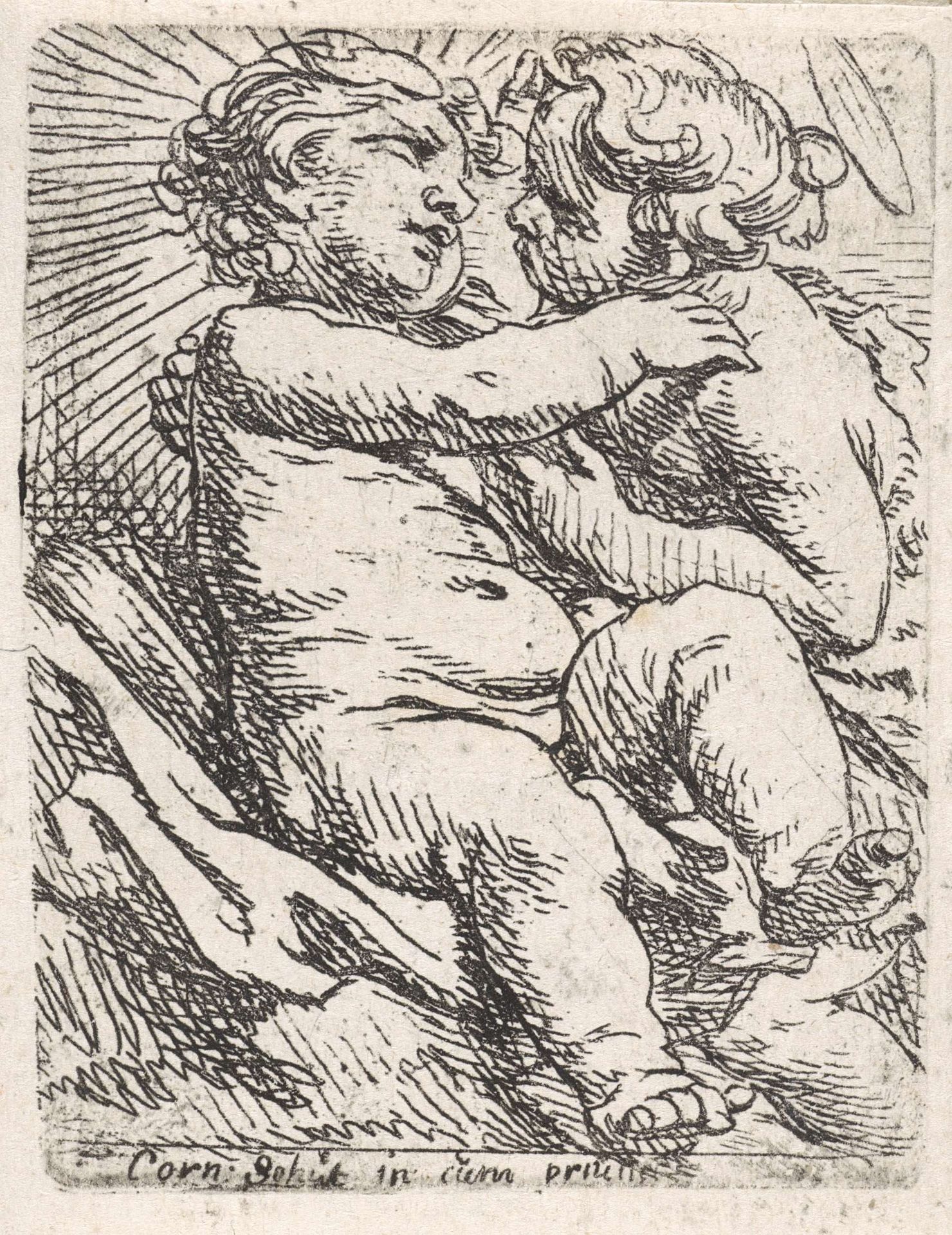 Christuskind en Johannes de Doper in innige omhelzing by Cornelis Schut