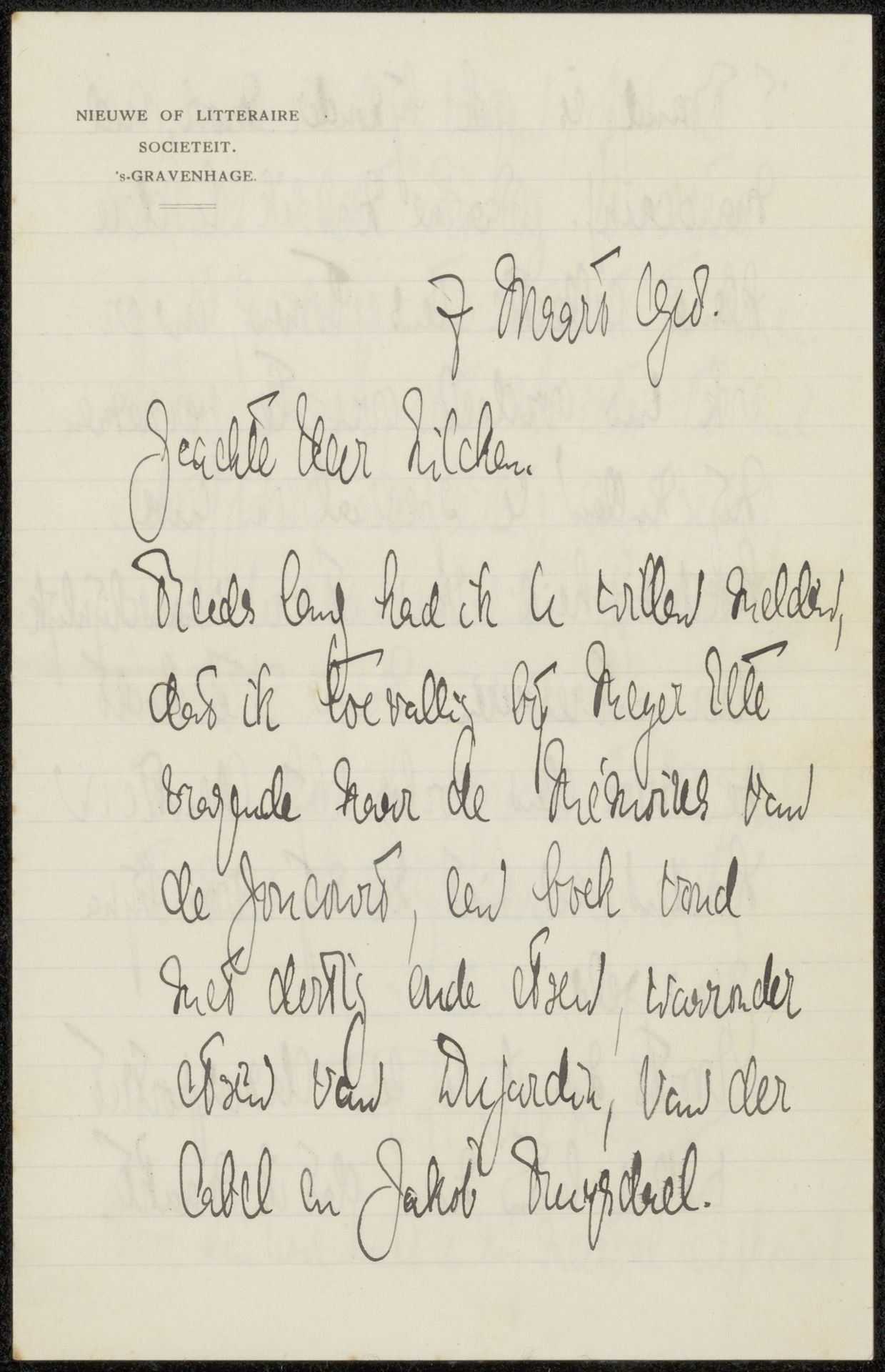 Brief aan Philip Zilcken by R. Cremers