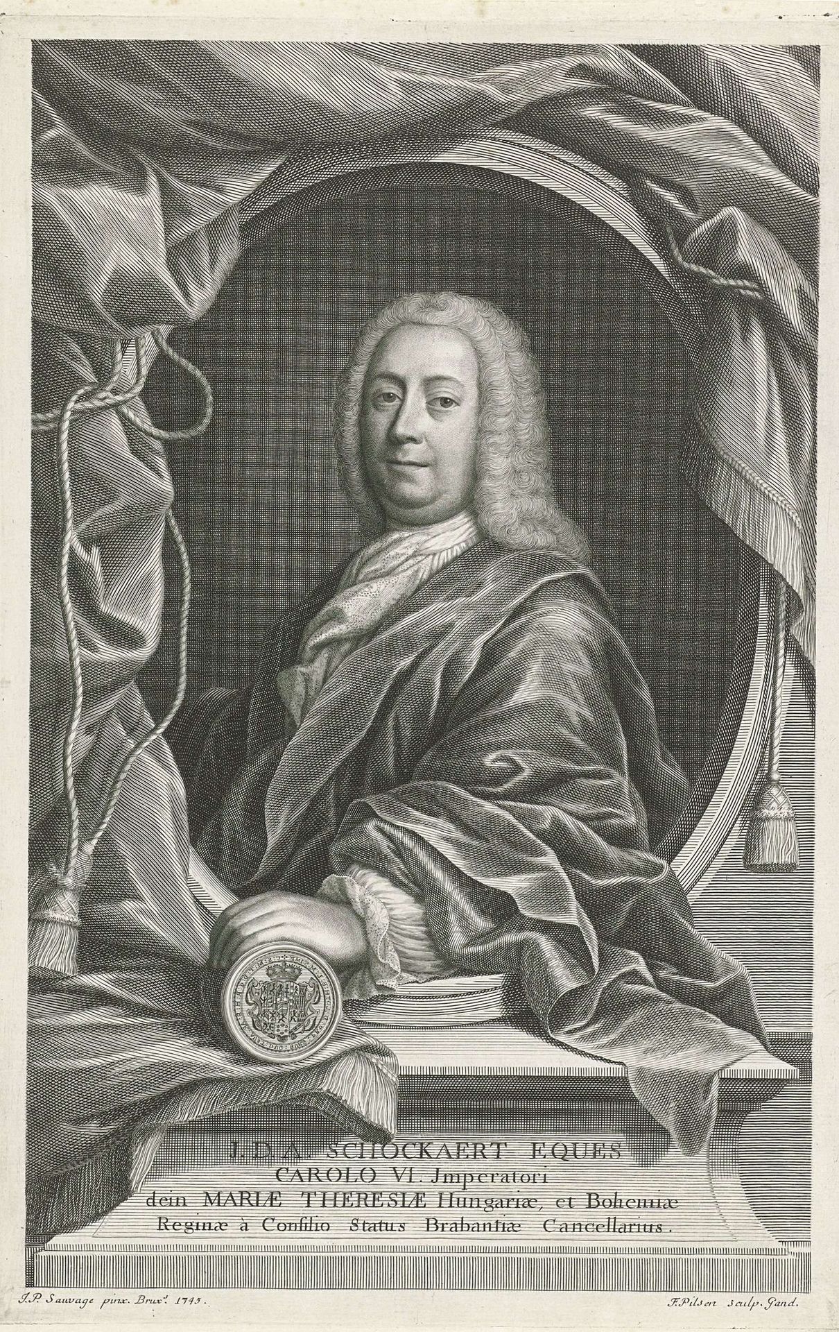 Portret van J.D.A. Schockaert, kanselier van Brabant by Frans Pilsen