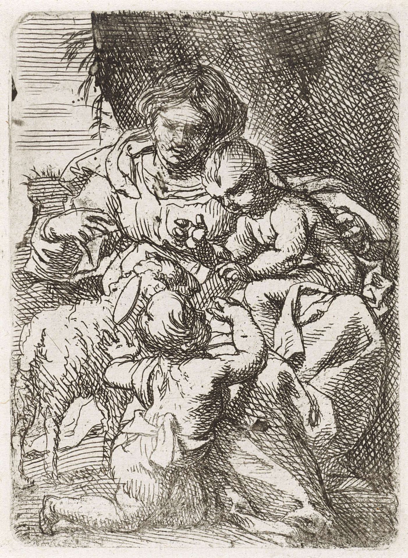 Madonna met kind en Johannes de Doper by Cornelis Schut