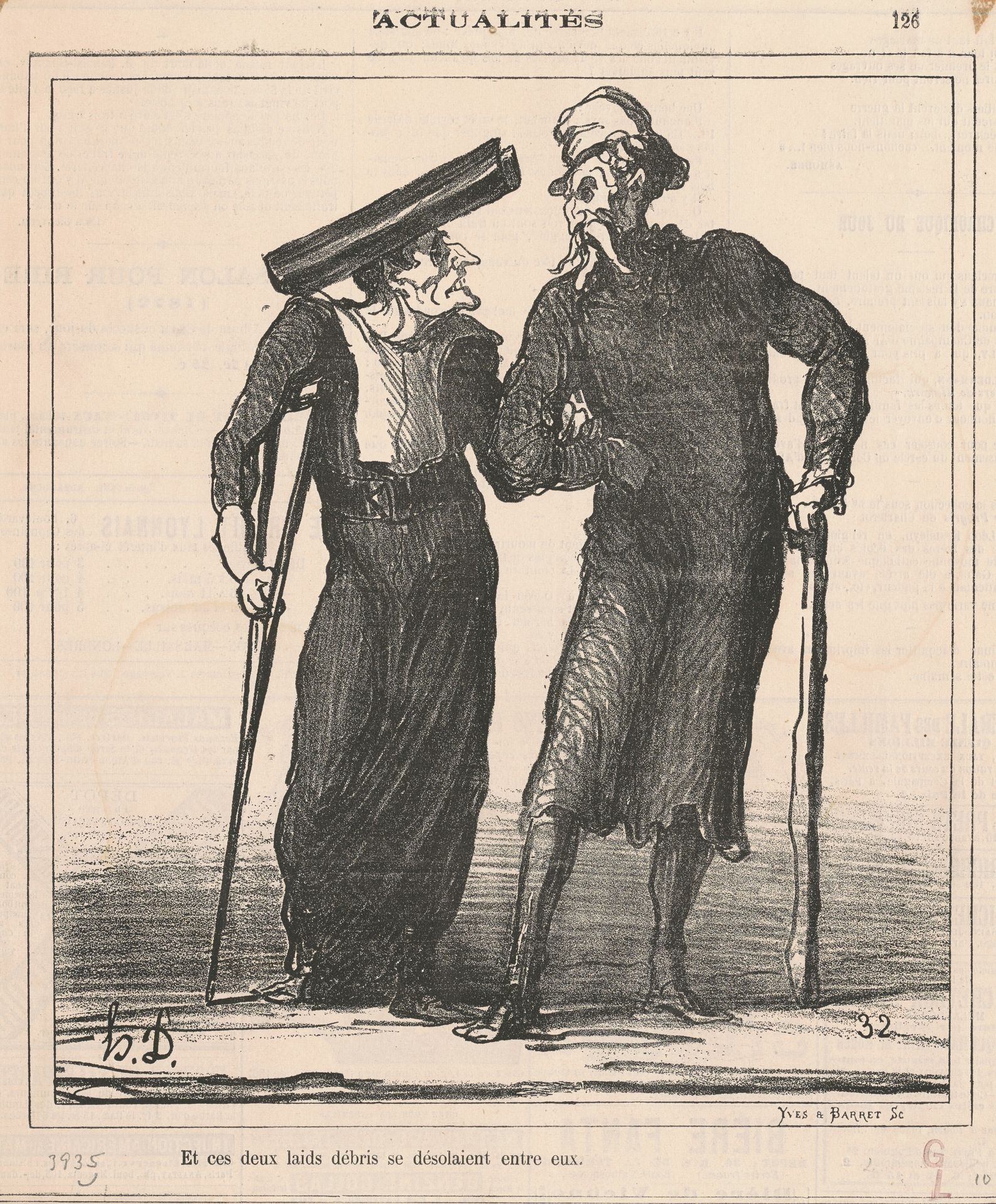 Et ces deux laids débris se désolaient entre eux by Honoré Daumier