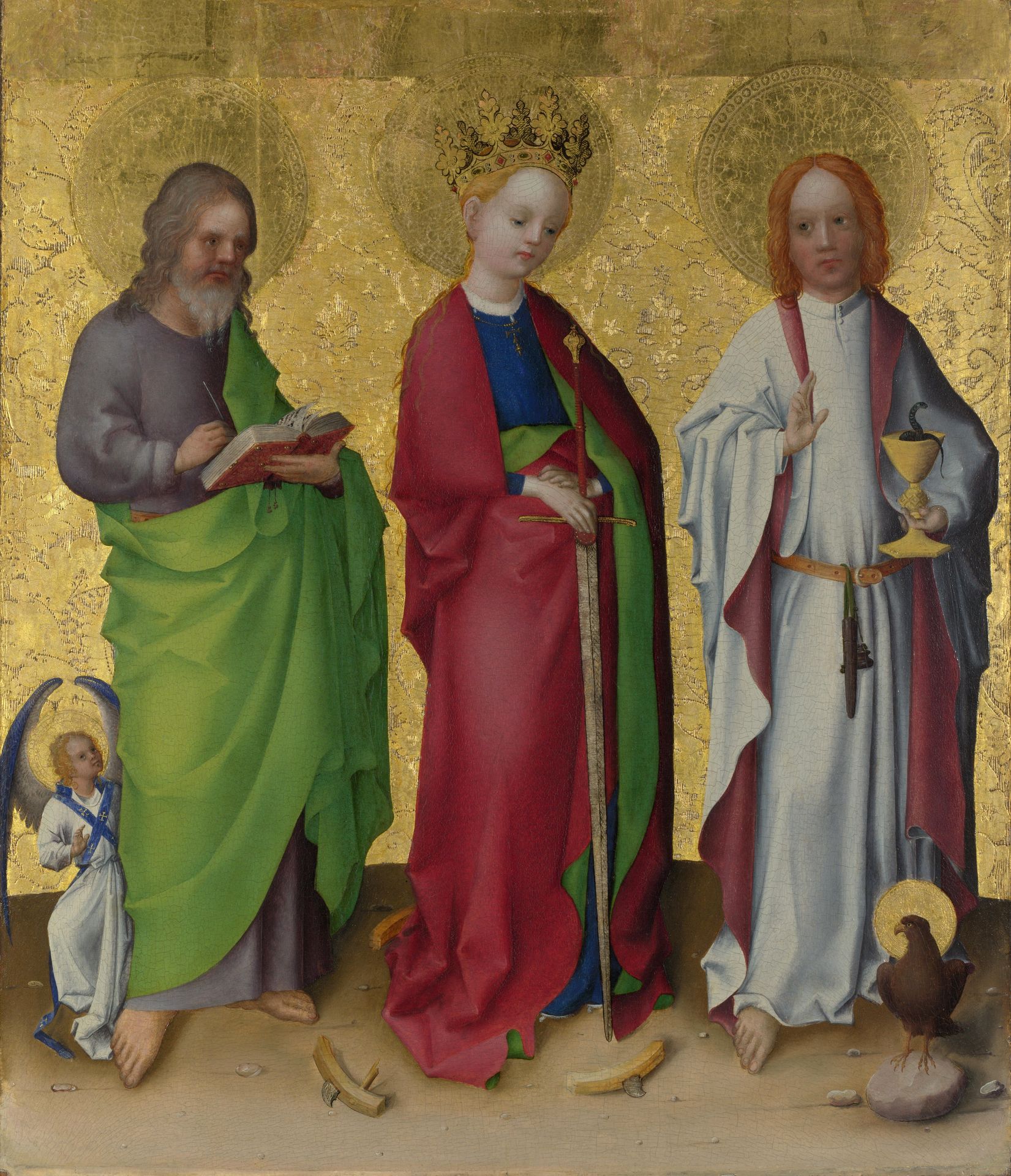 Three Saints (Matthew, Catherine of Alexandria and John the Evangelist) by Stefan Lochner
