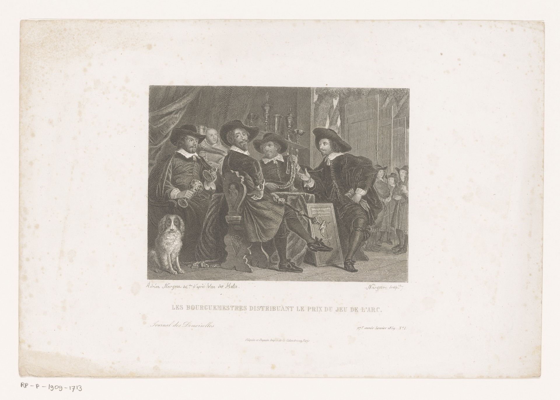 Groepsportret van de vier overlieden van de Handboogdoelen by Jean-Denis Nargeot