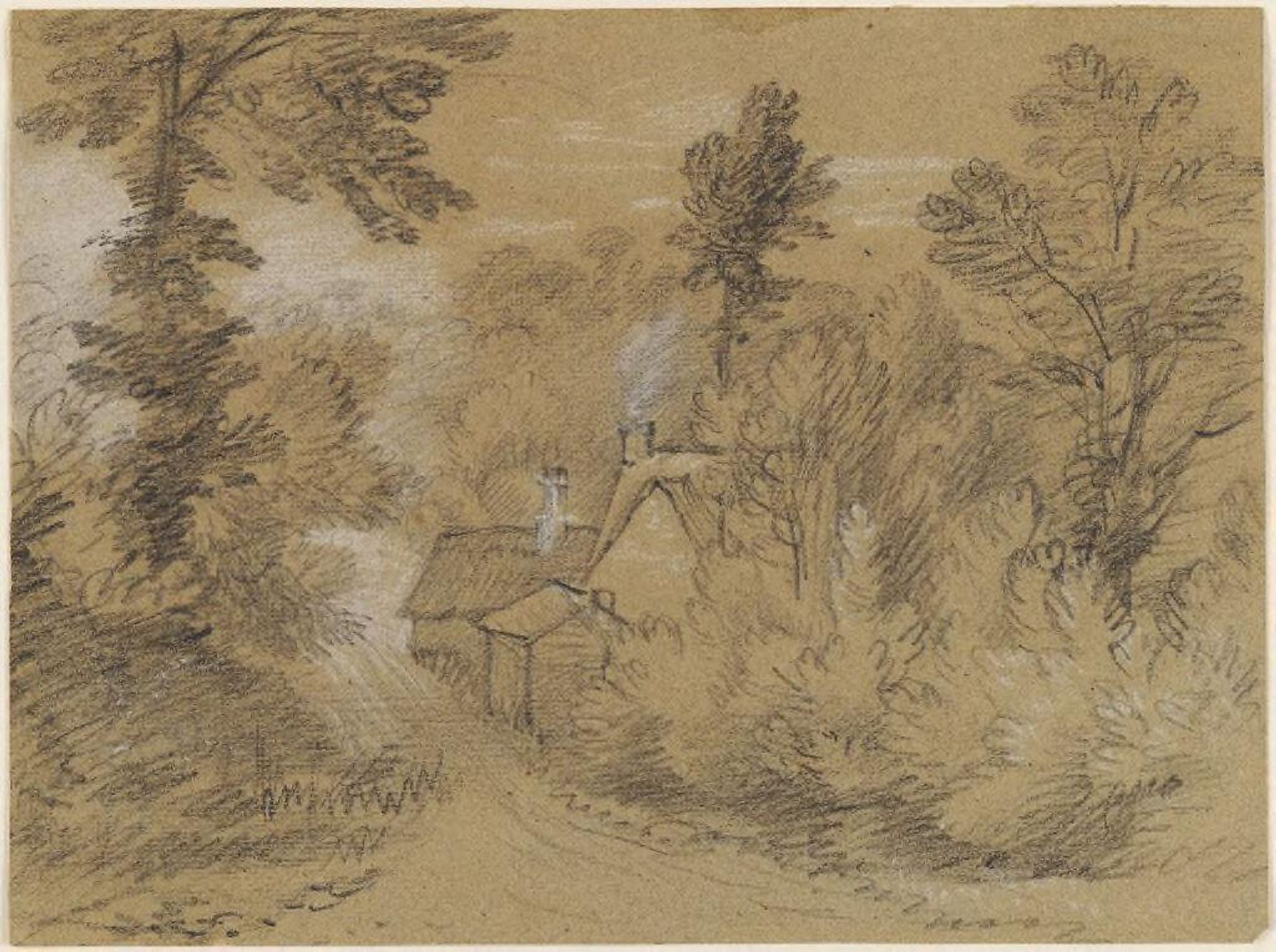 Landscape with Cottage alongside a Road by Thomas Gainsborough