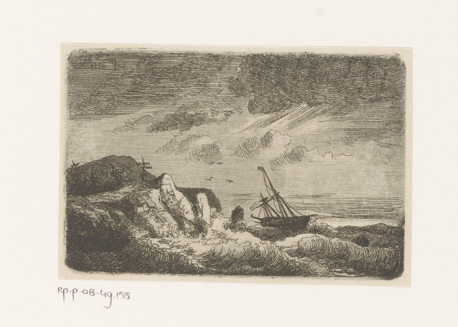Schipbreuk in de nacht by Egidius Linnig