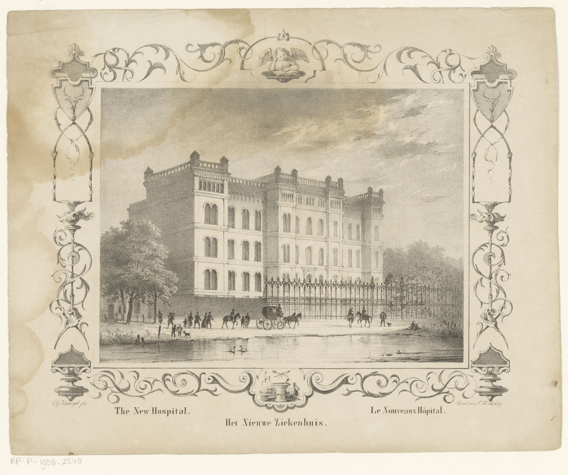 Gezicht op het Coolsingelziekenhuis te Rotterdam by Cornelis Gerrit Verburgh