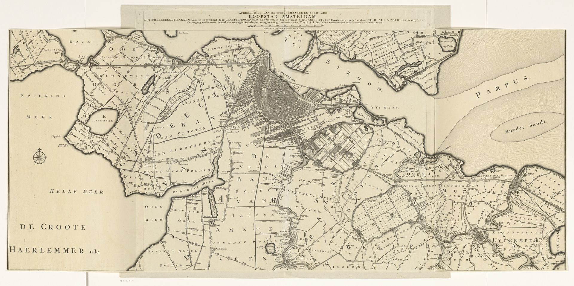Kaart van Amsterdam en omliggende gebieden / Kaart van Amstelland (middelste deel) by Daniël Stopendaal
