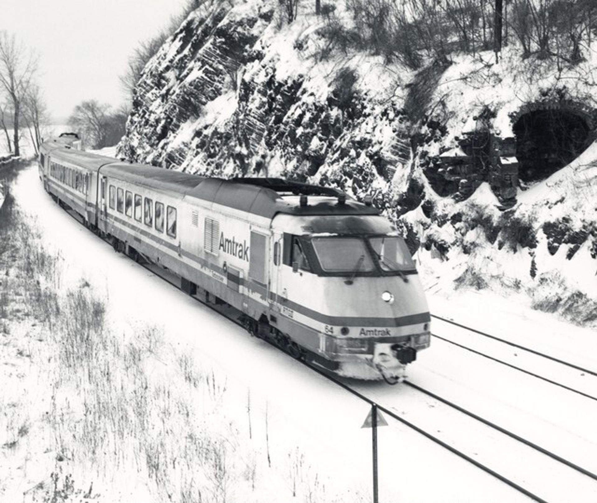 Amtrak Turbo in Snow, Hudson, New York by James Welling