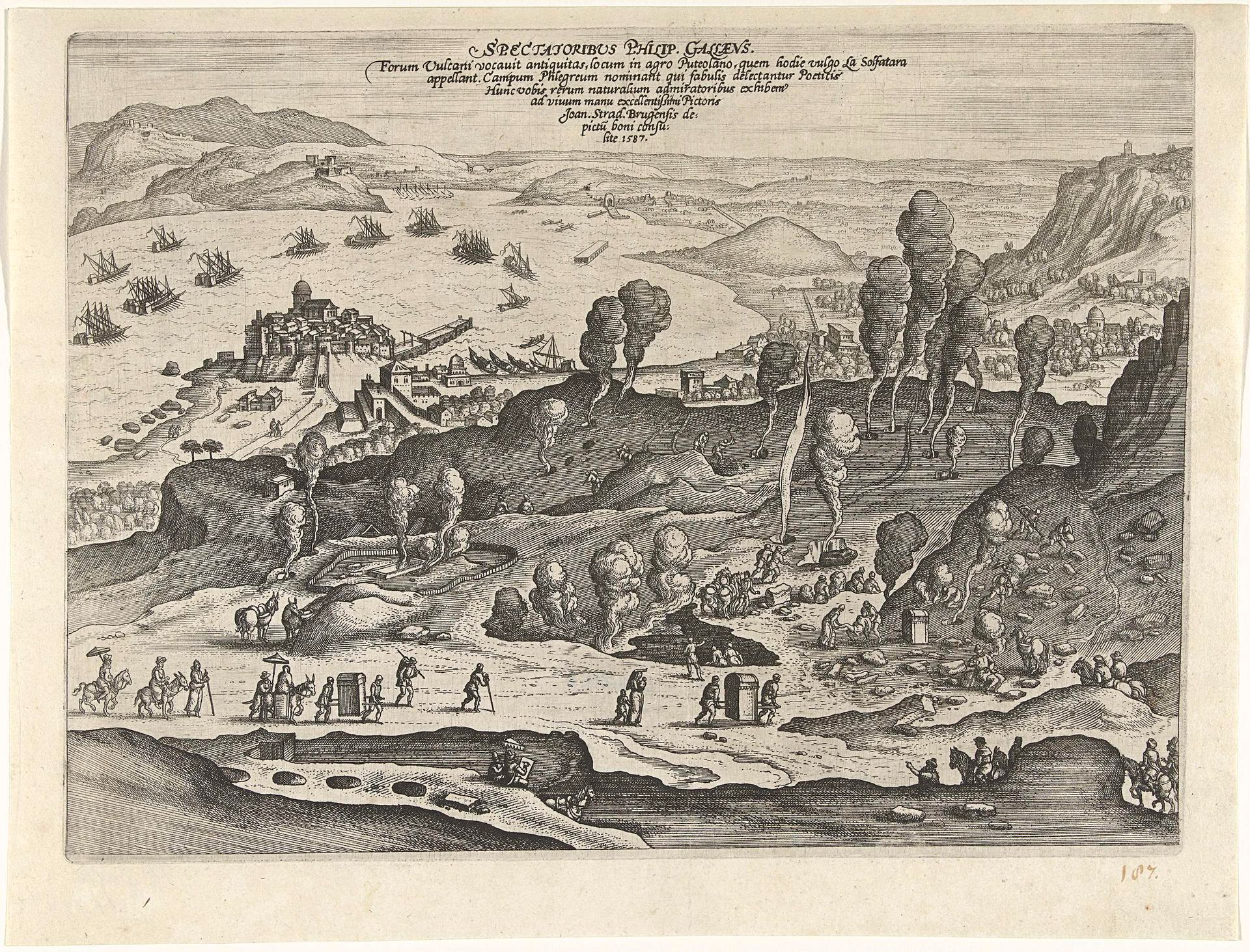 Gezicht op de zwavelbronnen van Pozzuoli by Pieter van der (I) Borcht