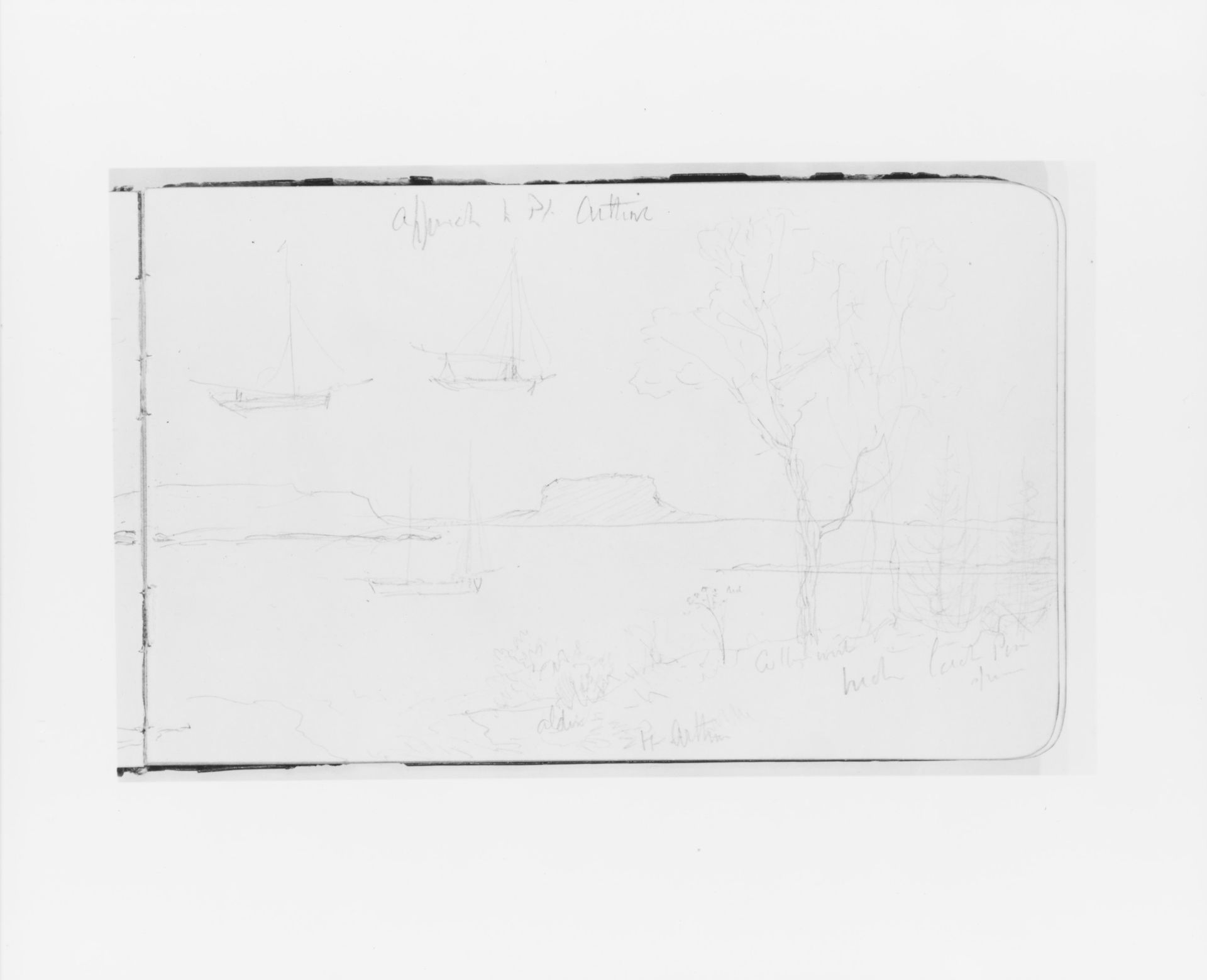 Bay Scene; Sketches of Two Boats (from Sketchbook) by Albert Bierstadt