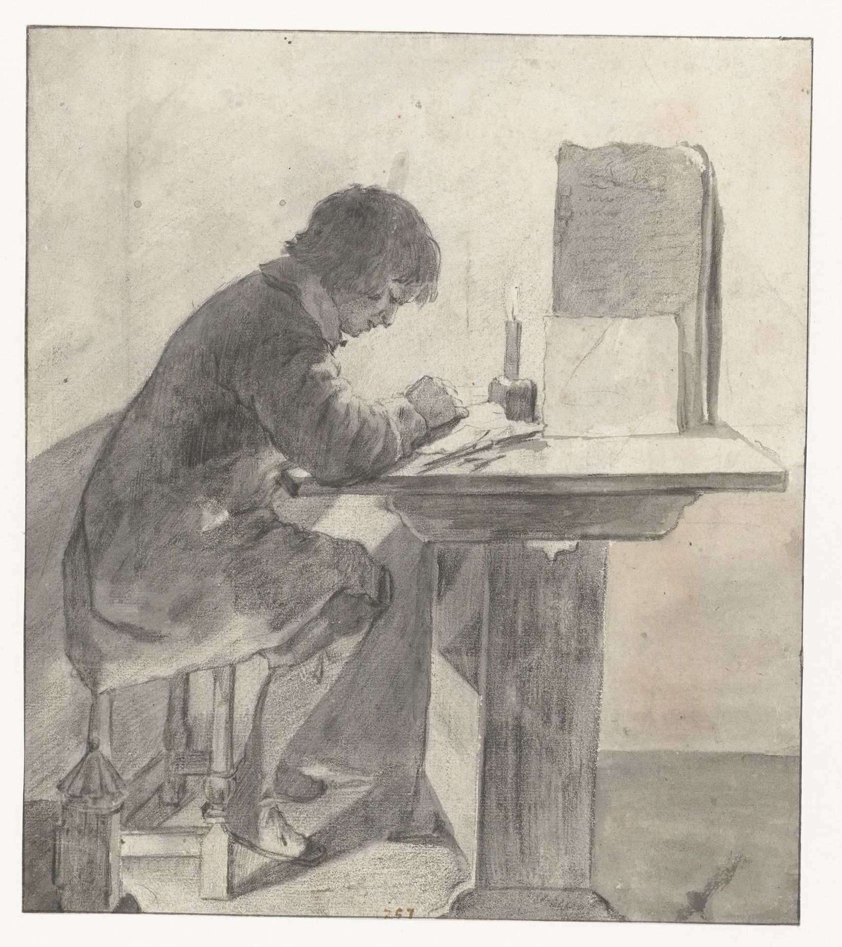 Seated Boy, Drawing by Constantijn Verhout