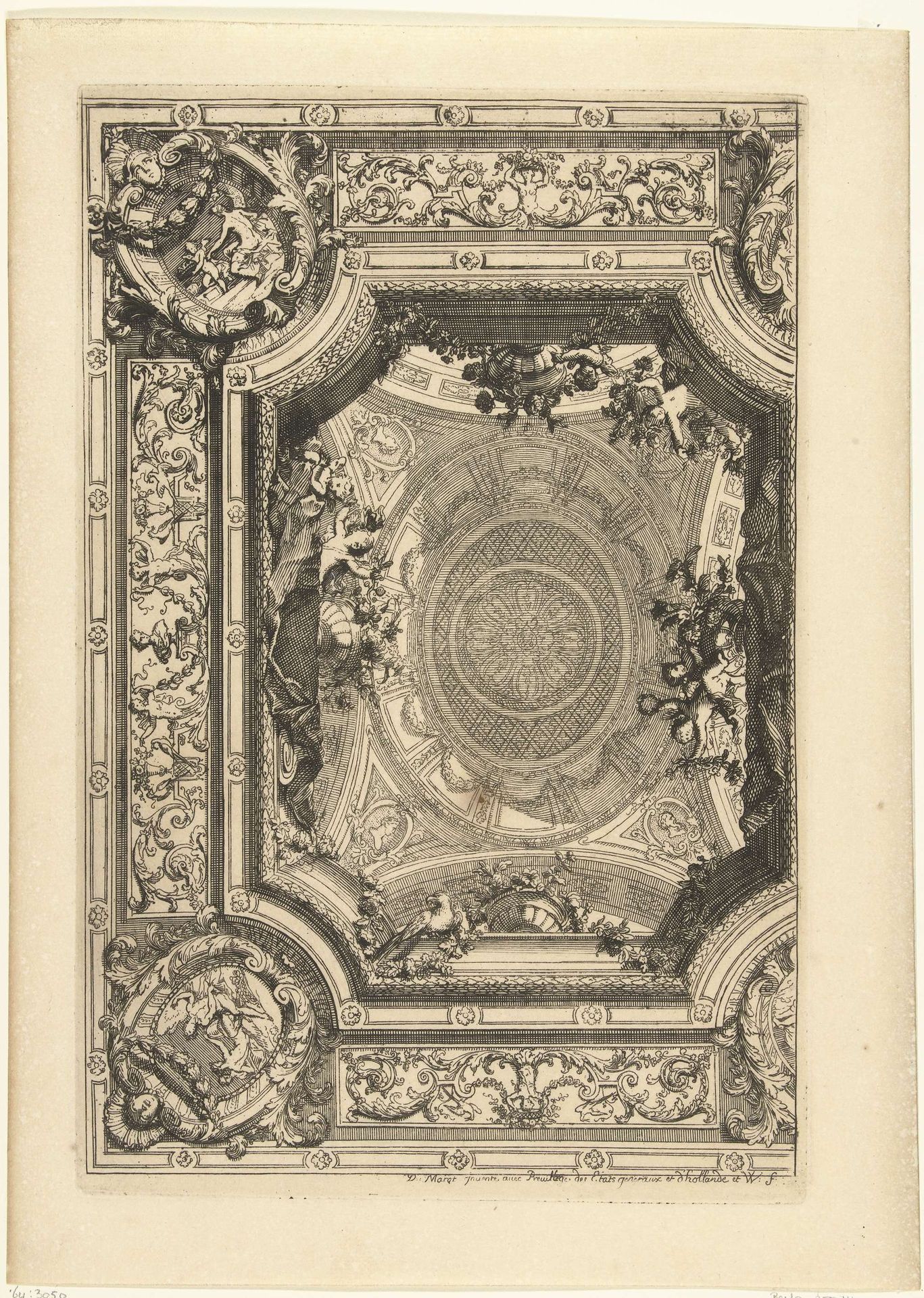 Plafond met trompe-l'oeil gewelf by Daniël (I) Marot
