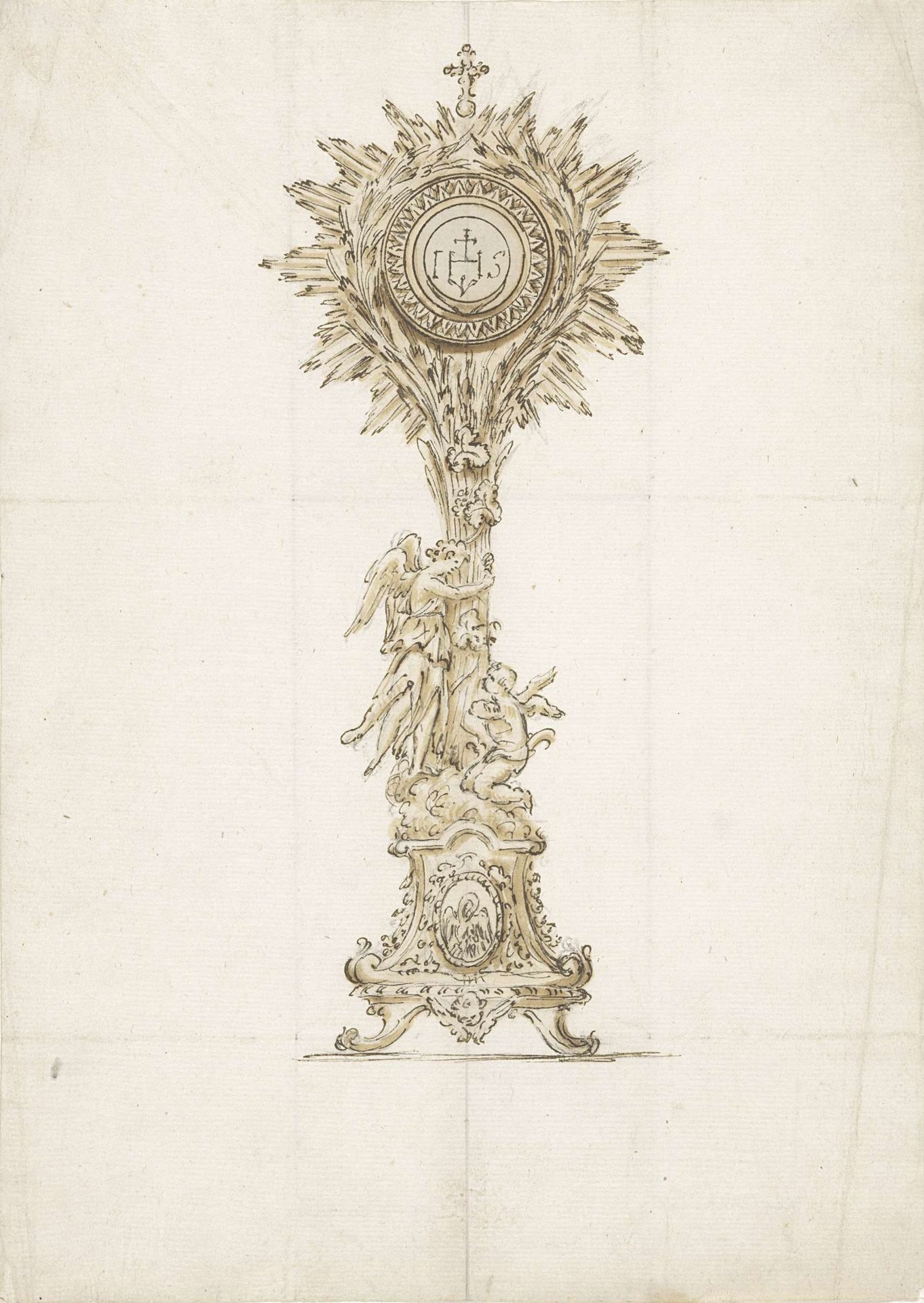 Ontwerp voor een stralenmonstrans met het monogram IHS by Luigi Valadier