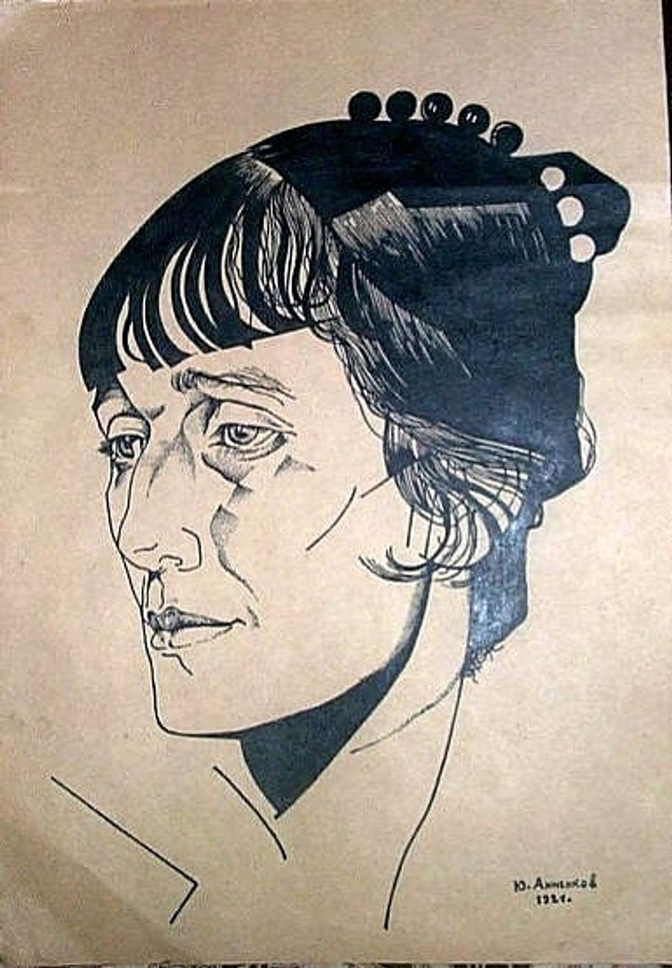 Portrait of  poet Anna Akhmatova by Jury Annenkov