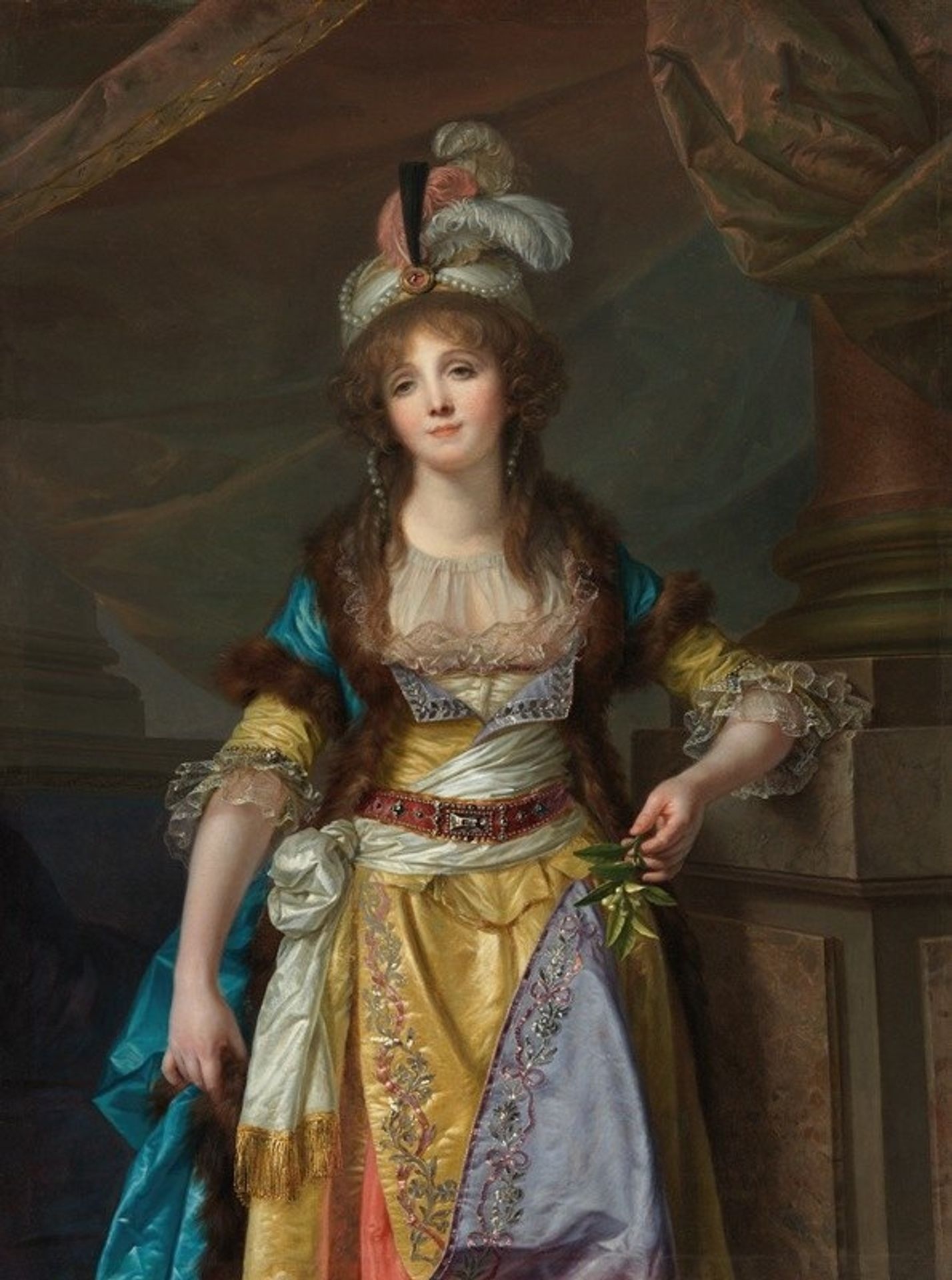 Portrait of a Lady in Turkish Fancy Dress by Jean-Baptiste Greuze